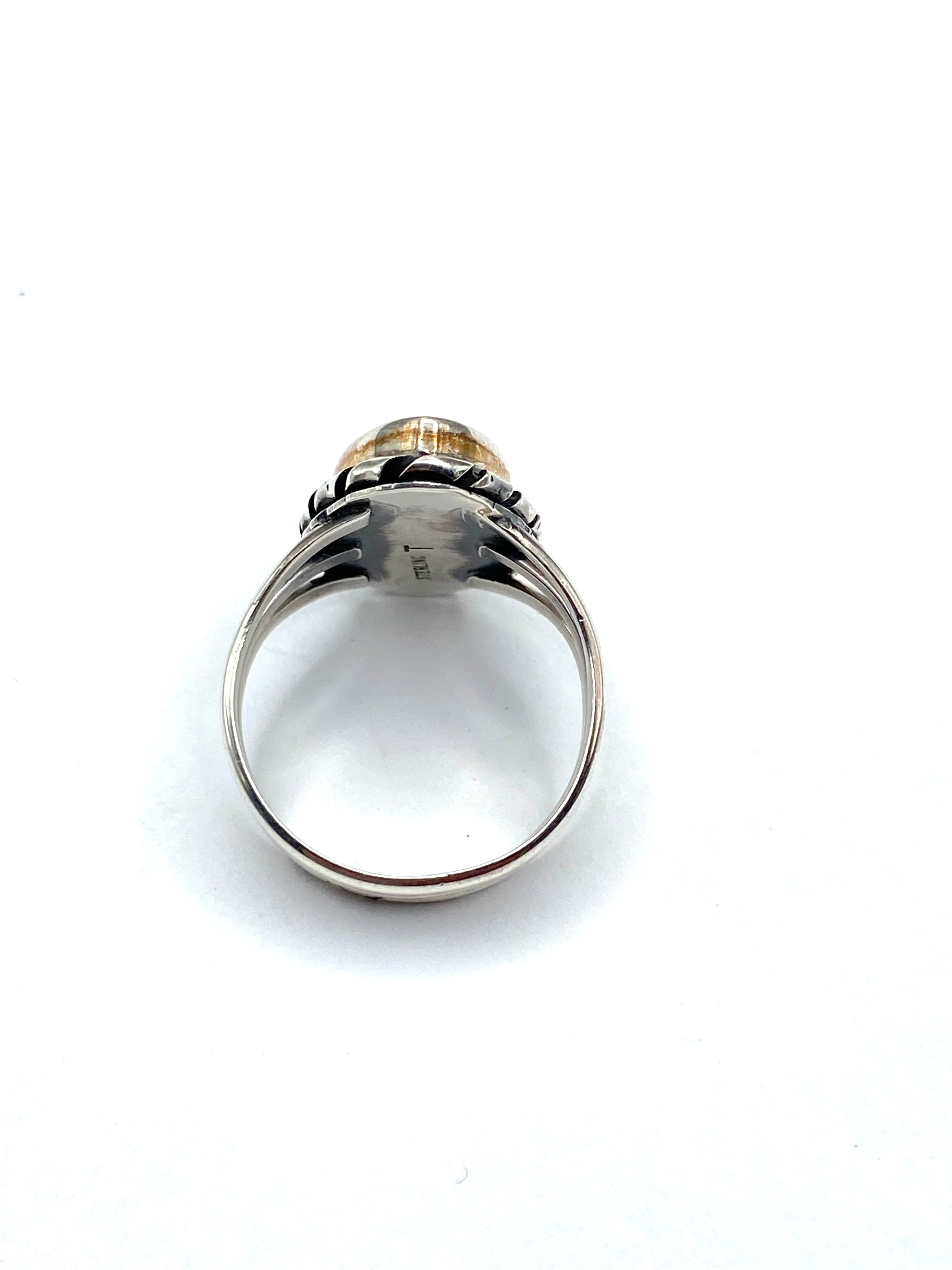 Sterling Triple Shank Ring Spiny Oyster Shell Size 10.25 Native American Signed