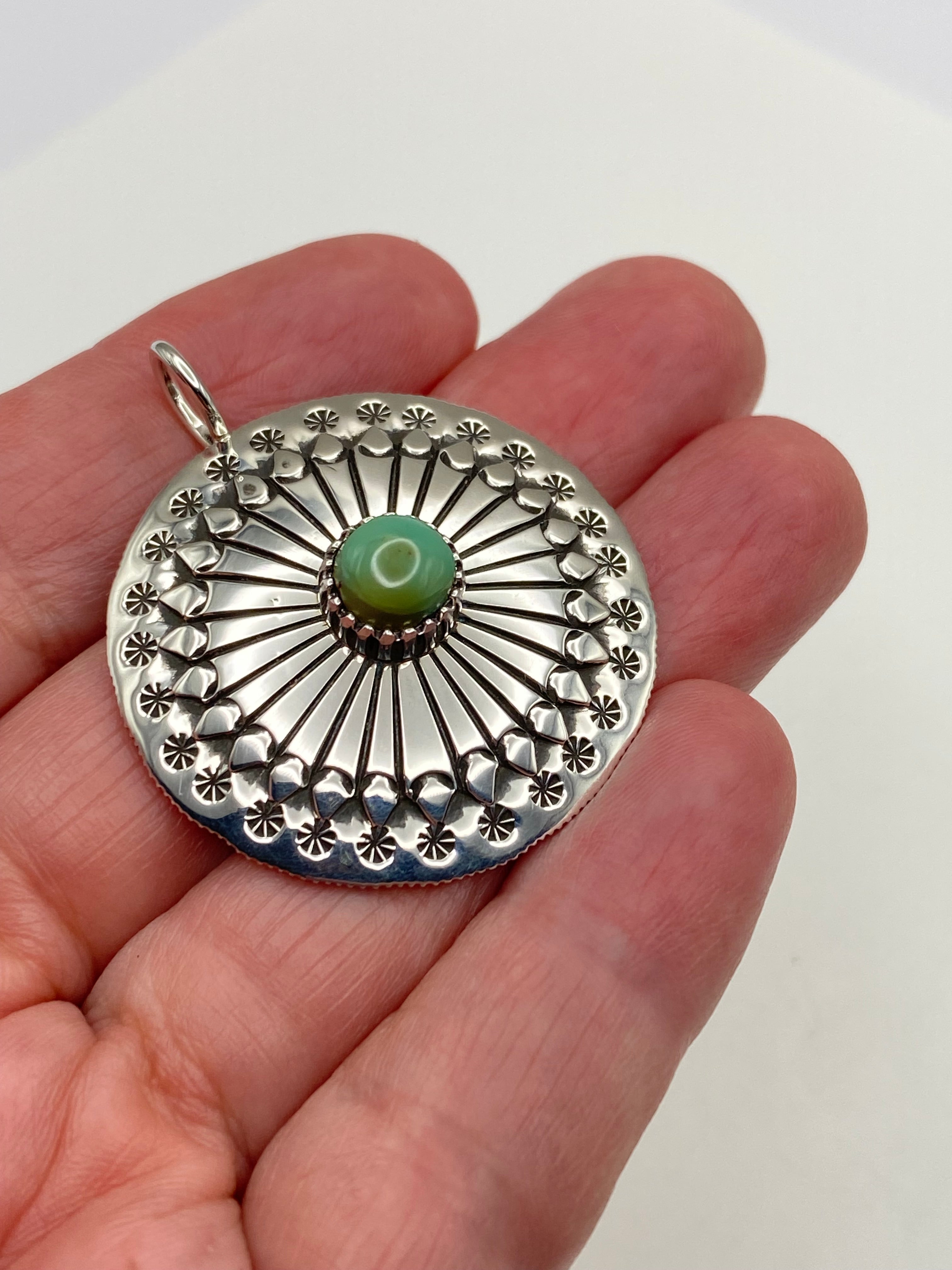 Ivan Howard Coin Silver Pendant Royston Turquoise Navajo Native American