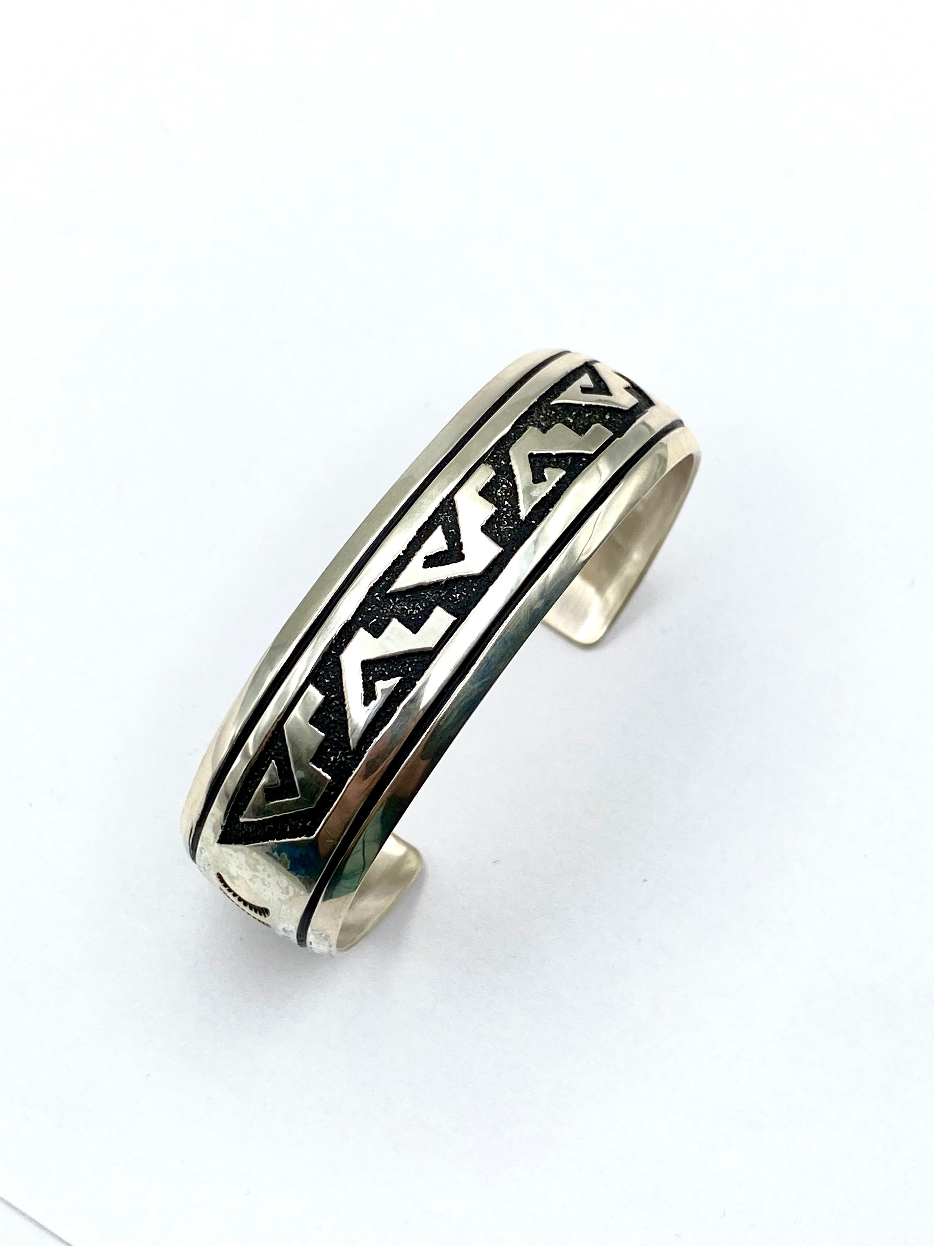Sterling Silver Overlay Bracelet Thin Gauge T&R Singer Navajo Native American