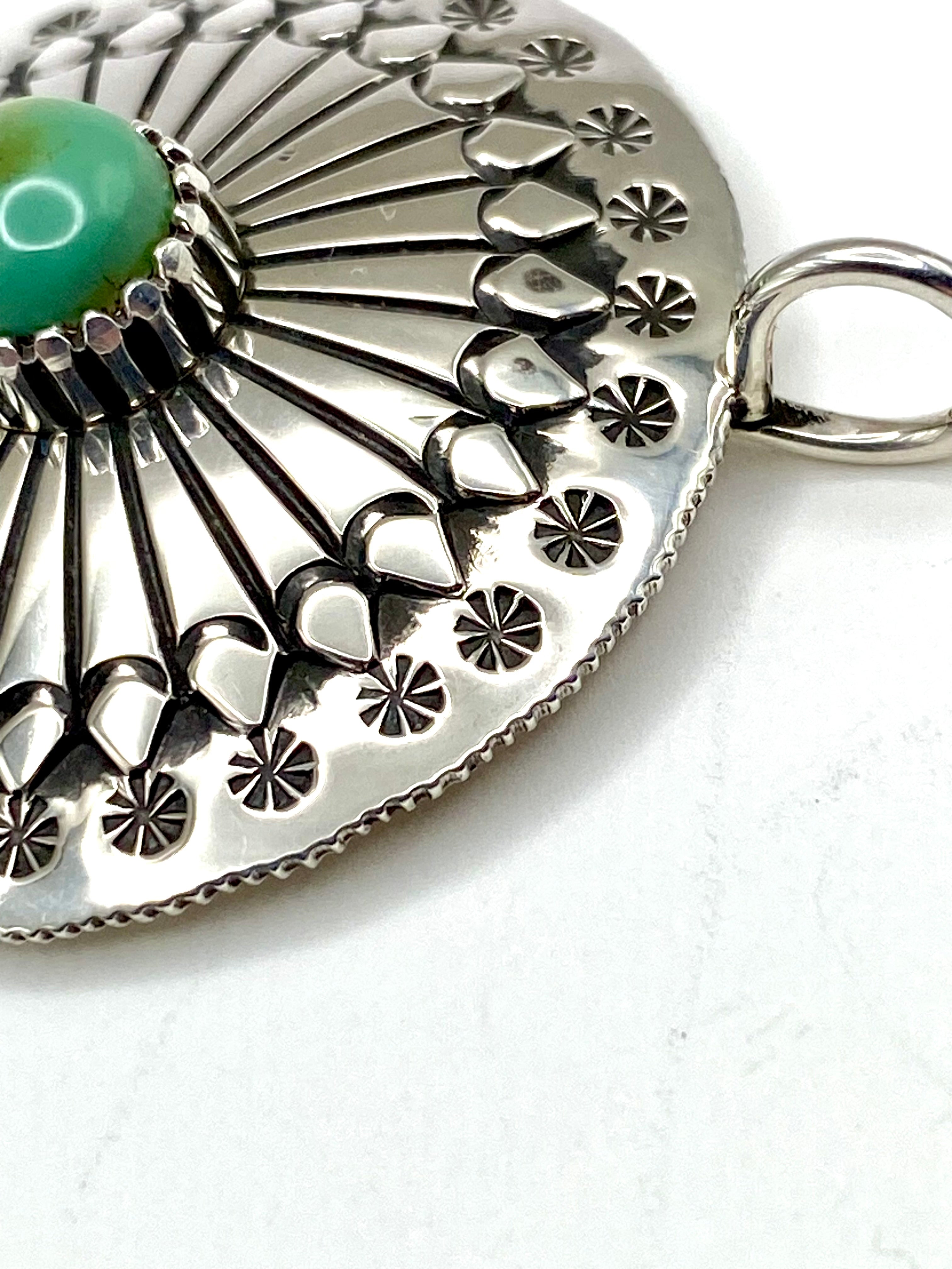 Ivan Howard Coin Silver Pendant Royston Turquoise Navajo Native American