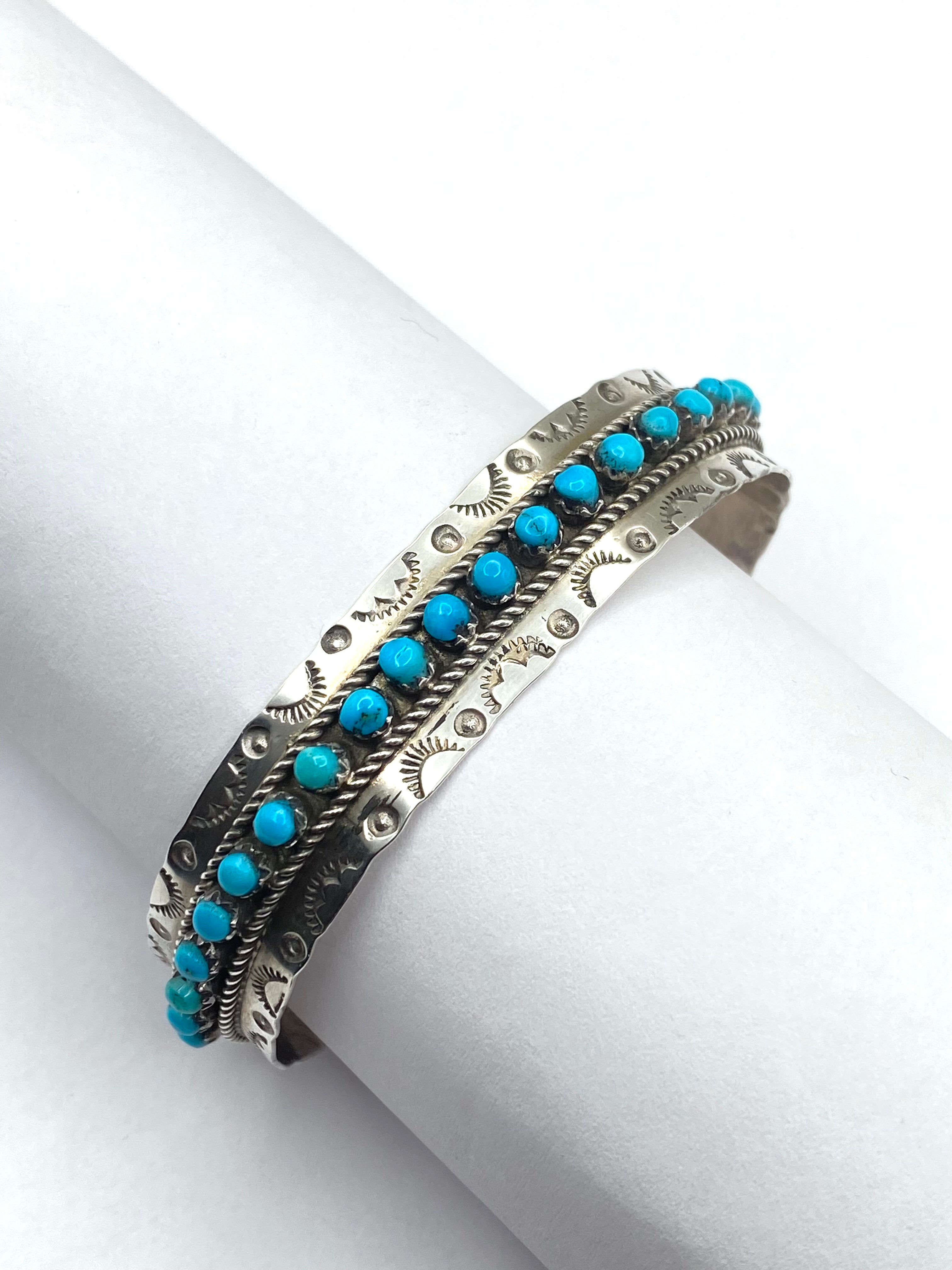 VTG Zuni Sterling Bracelet Snake Eye Turquoise Native American JP Ukestine