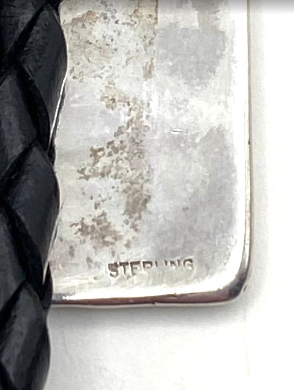 VTG Sterling Bolo Tie Rectangle Geometric Overlay  Rug Pattern Native American