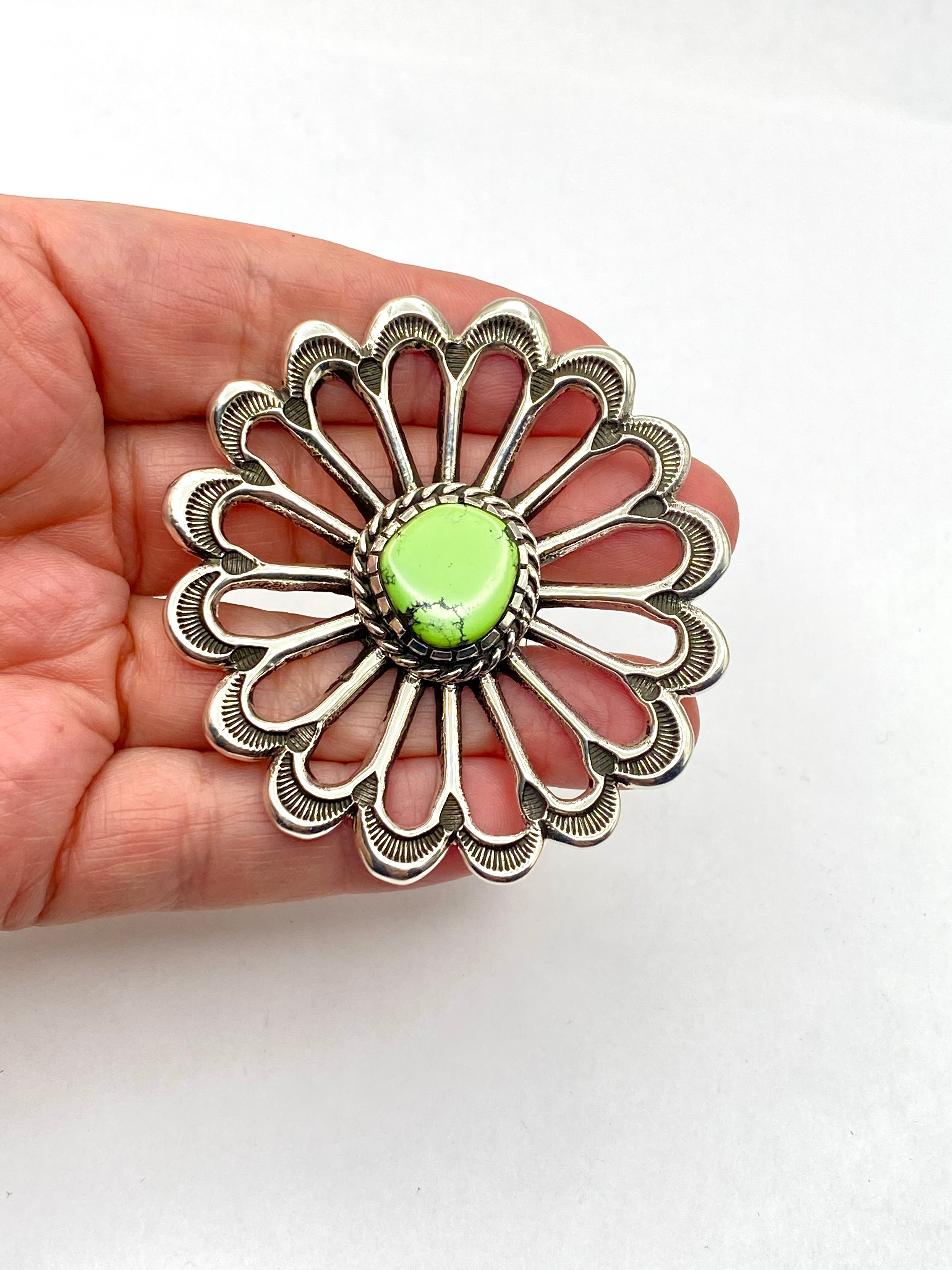 Huge Sterling Sand Cast Ring Size 8 Green Turquoise Daniel John Navajo New