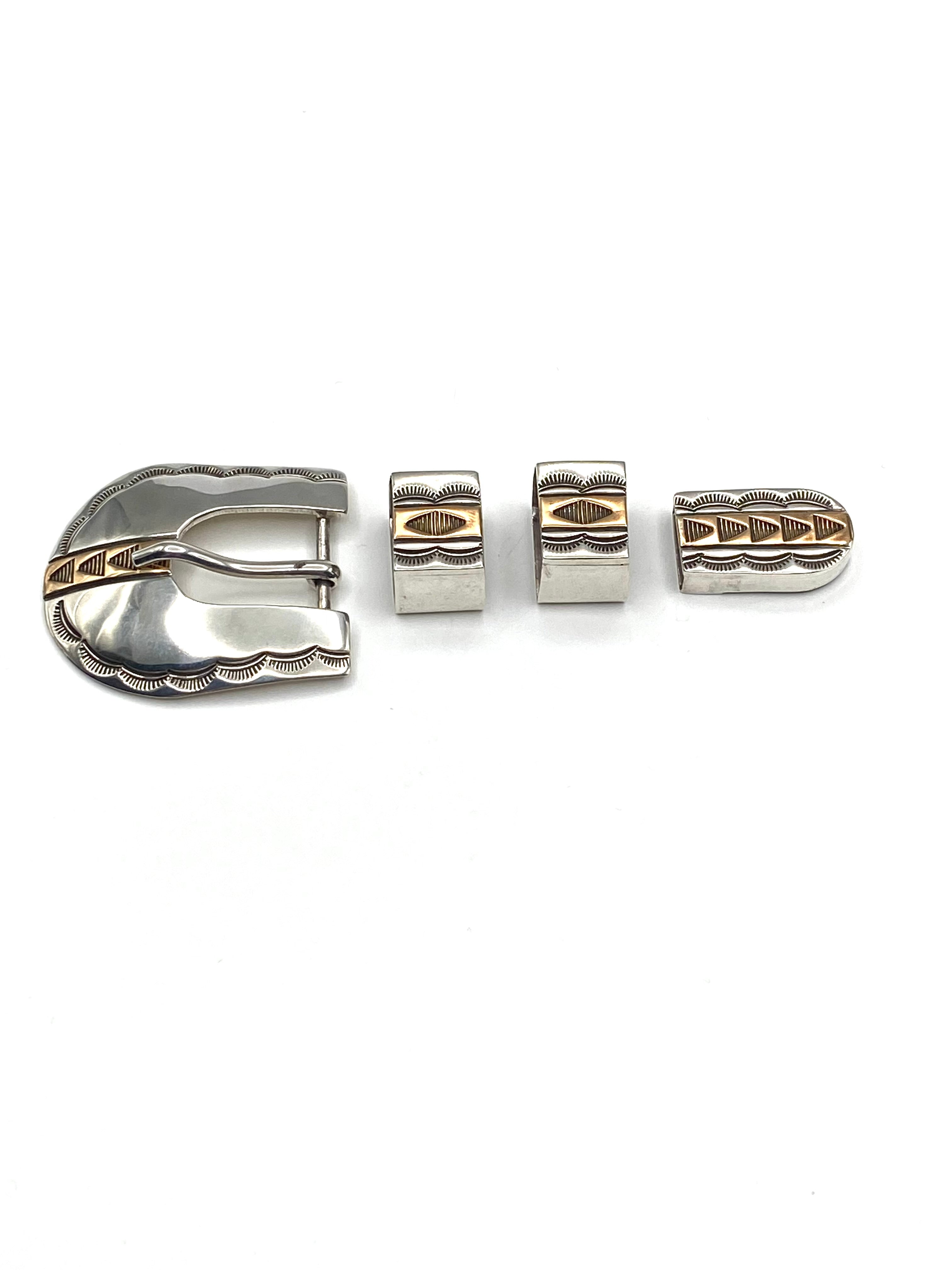 VTG Sterling 4 Piece Ranger Belt Buckle Set 12K GF 5/8" Belt Western Style