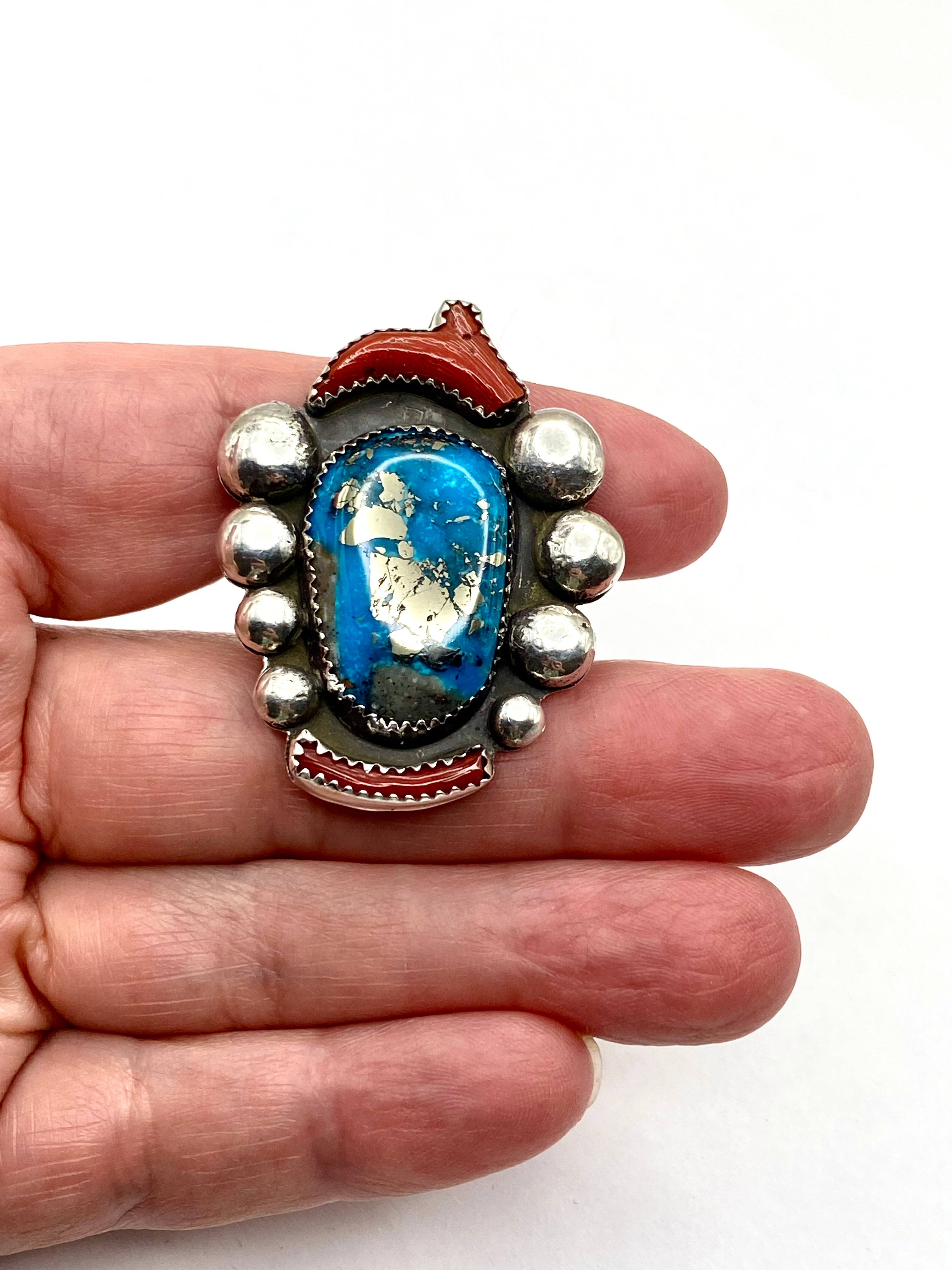 Heavy Gauge Sterling Ring Ithaca Peak Turquoise Size 9 Ray Brown Navajo