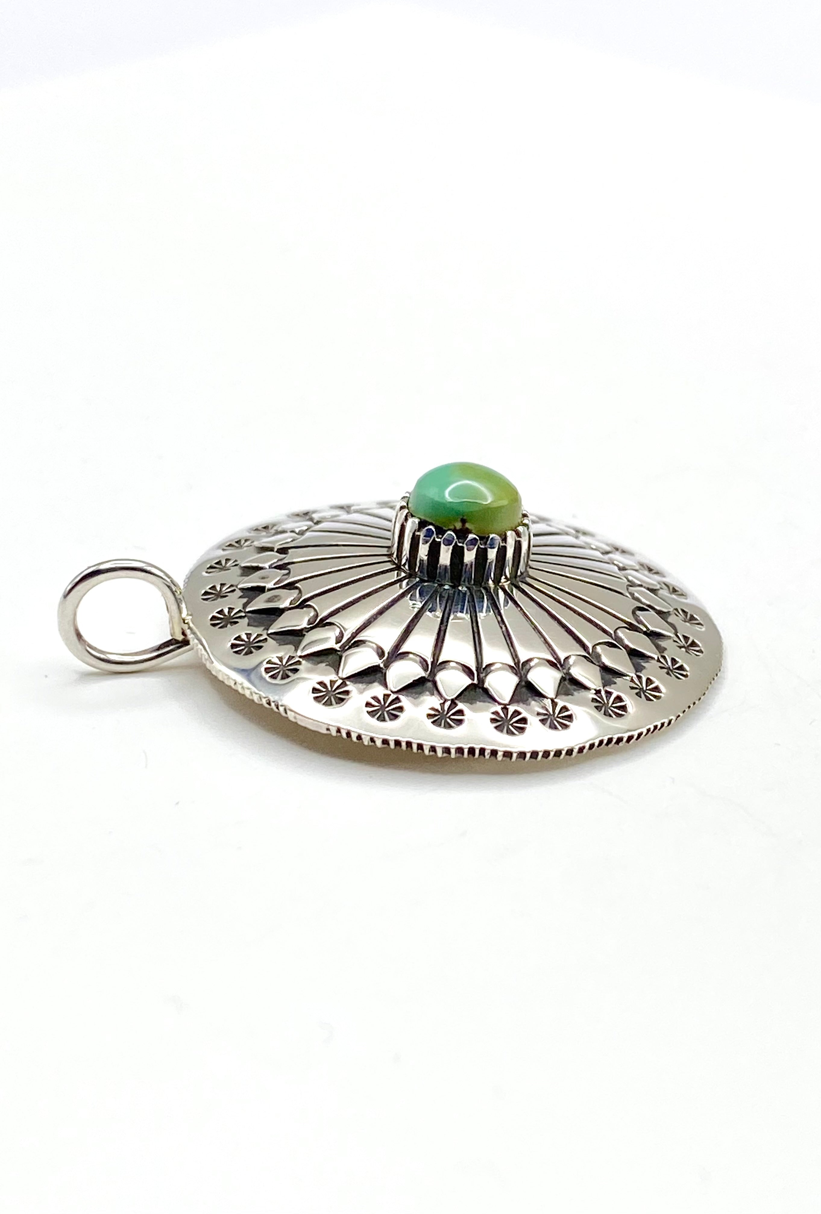 Ivan Howard Coin Silver Pendant Royston Turquoise Navajo Native American