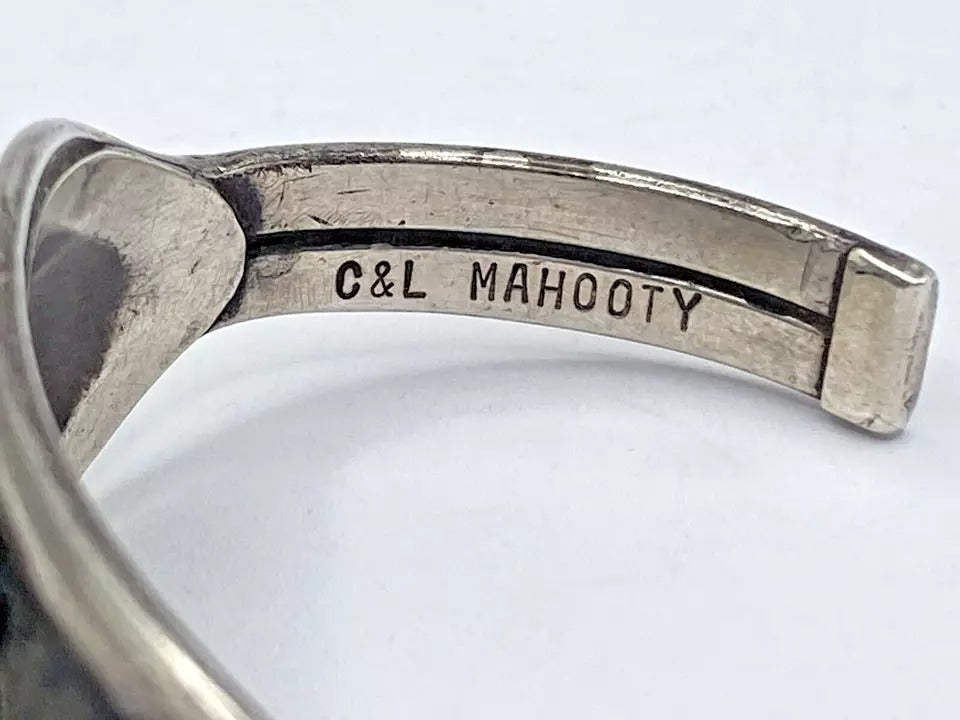 Vintage Zuni Sterling Silver Turquoise Dot Ring Bracelet Set SZ 7 C&L Mahooty