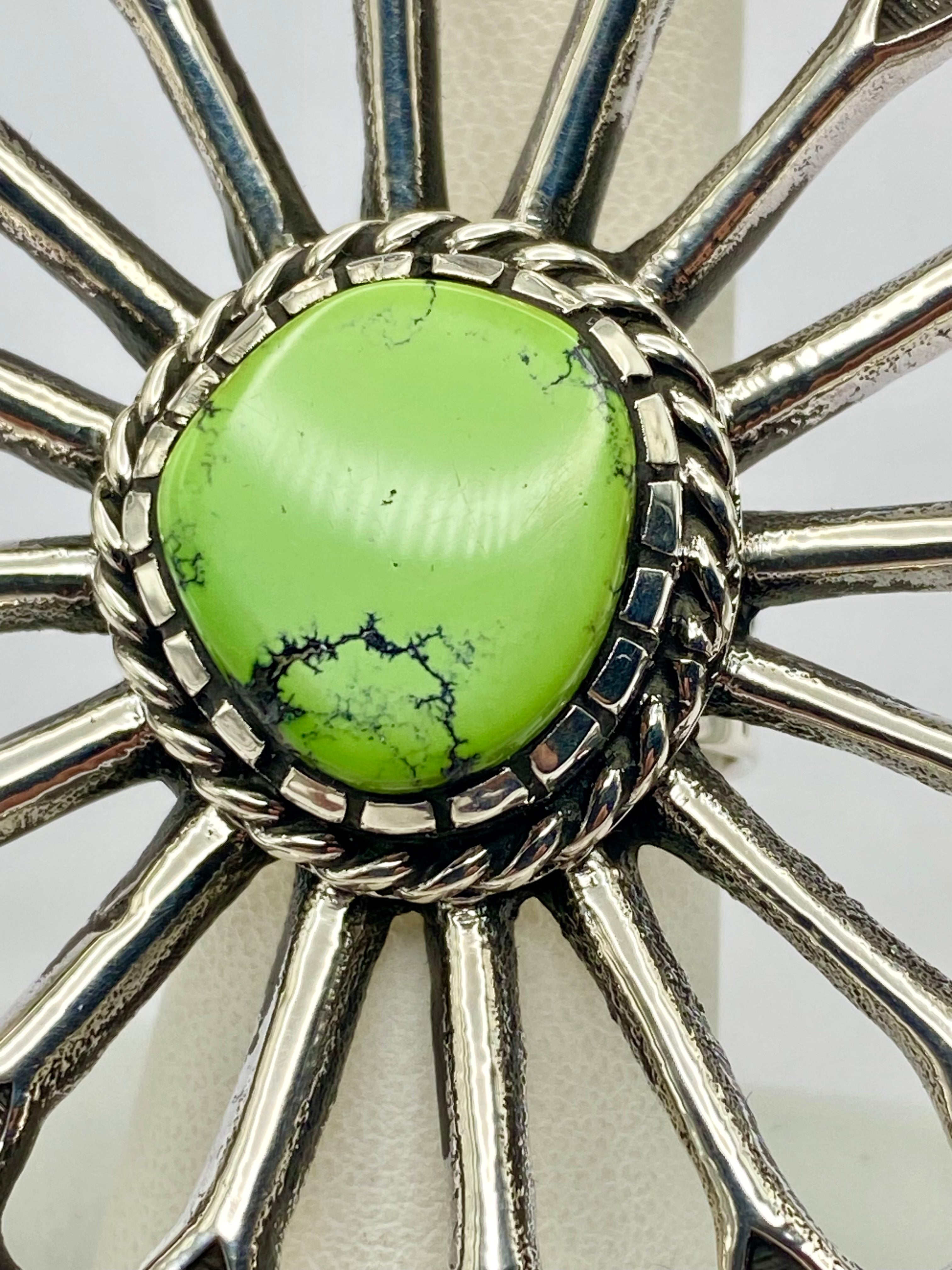 Huge Sterling Sand Cast Ring Size 8 Green Turquoise Daniel John Navajo New