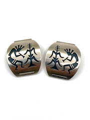VTG Sterling Silver Overlay Watch Tips Heavy Gage Kokopelli Hopi Guild Artist