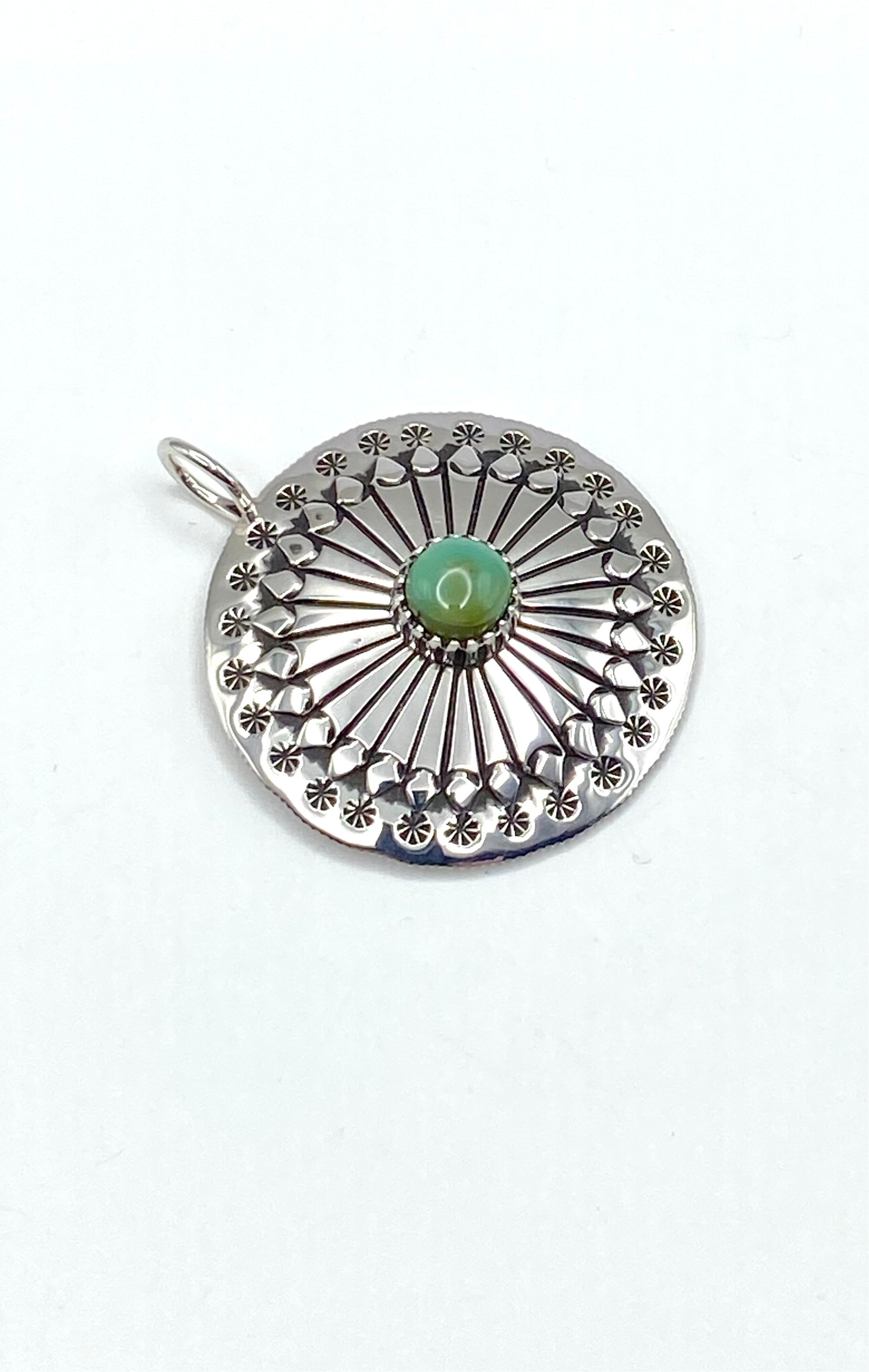 Ivan Howard Coin Silver Pendant Royston Turquoise Navajo Native American
