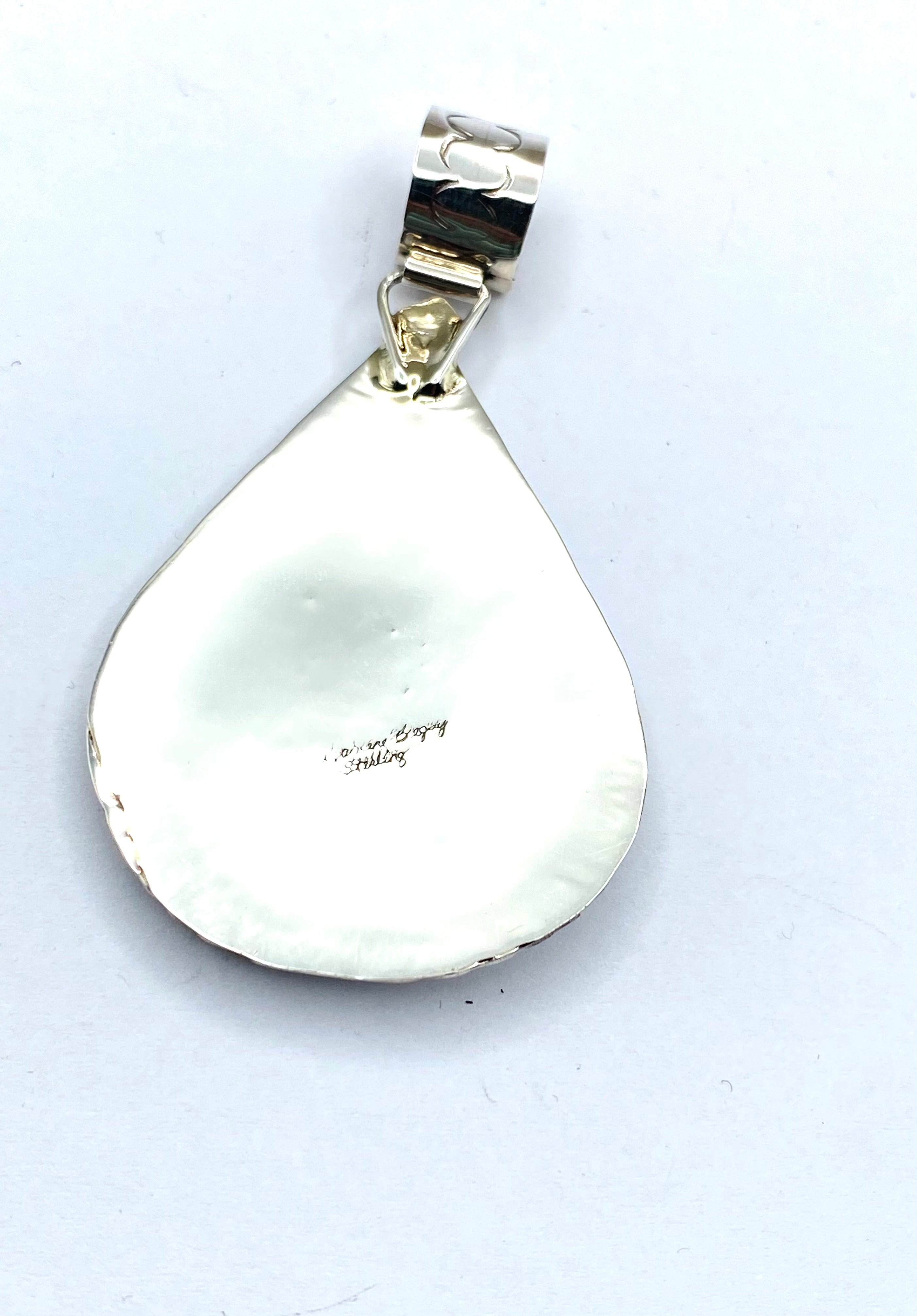 Sterling Teardrop Cluster Pendant Kingman Turquoise Cluster D. Begay Navajo