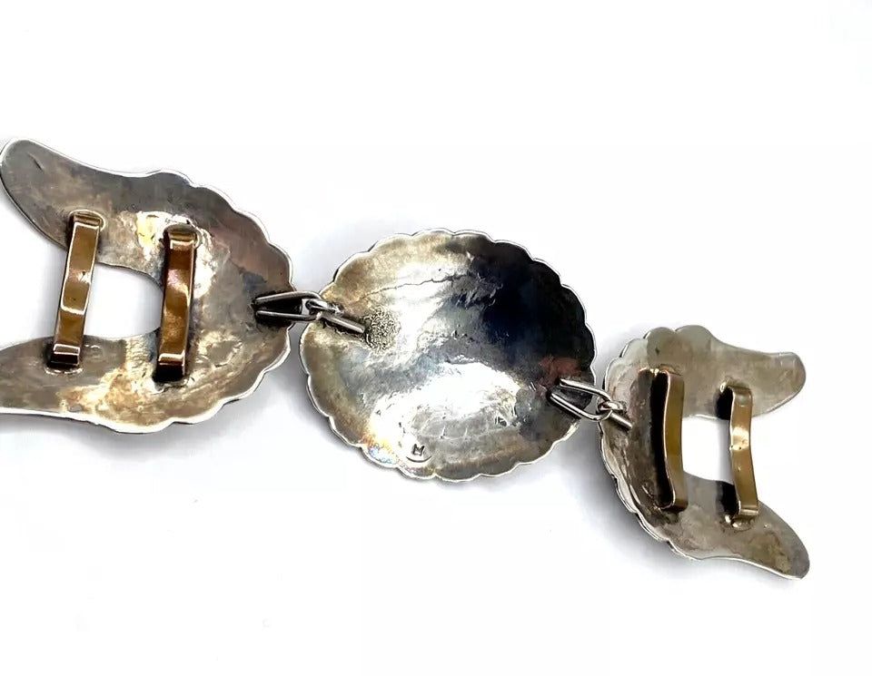 Vintage Retro 3 Piece Belt Buckle Set Sterling Silver Turquoise Navajo Signed