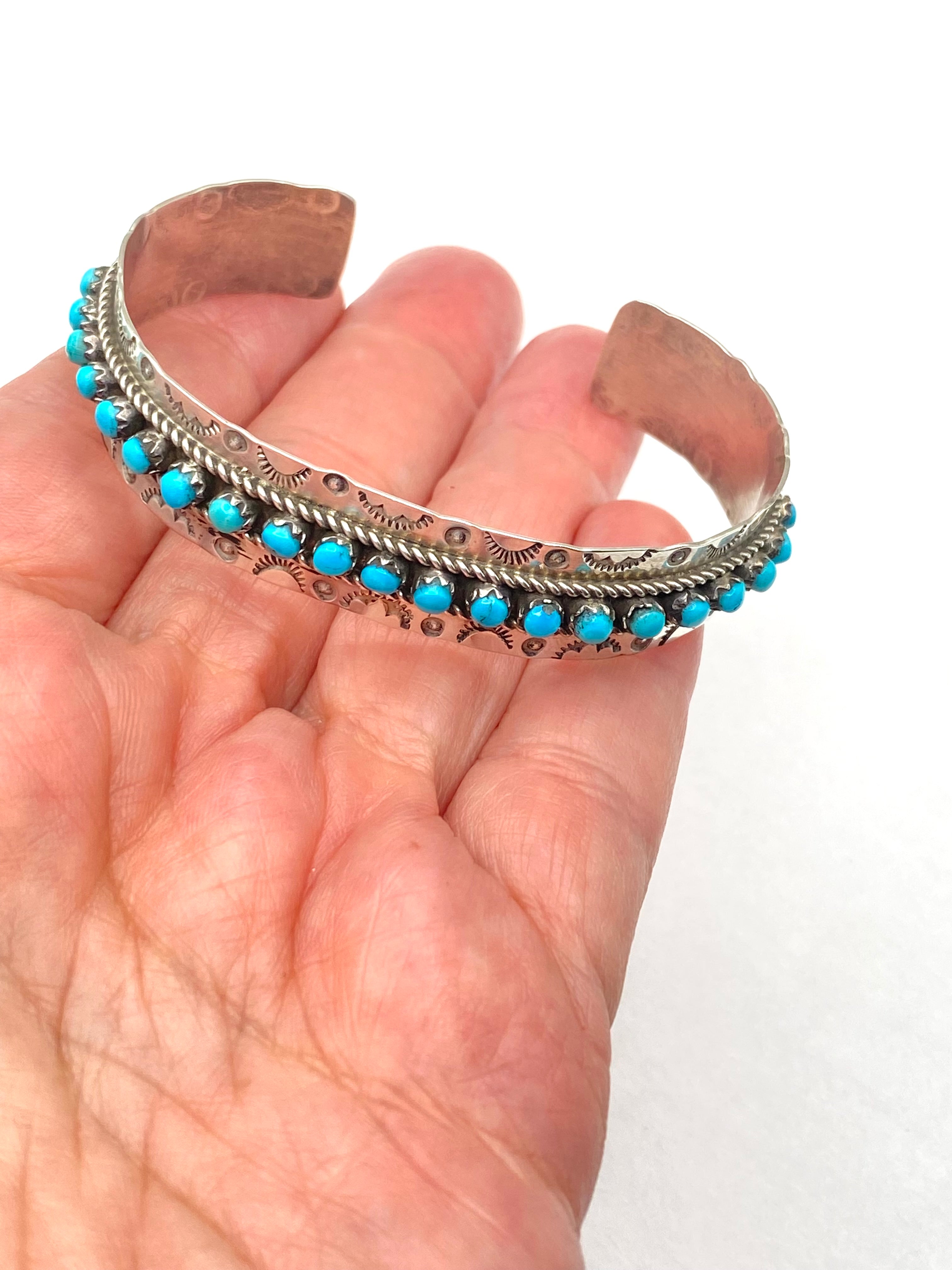 VTG Zuni Sterling Bracelet Snake Eye Turquoise Native American JP Ukestine