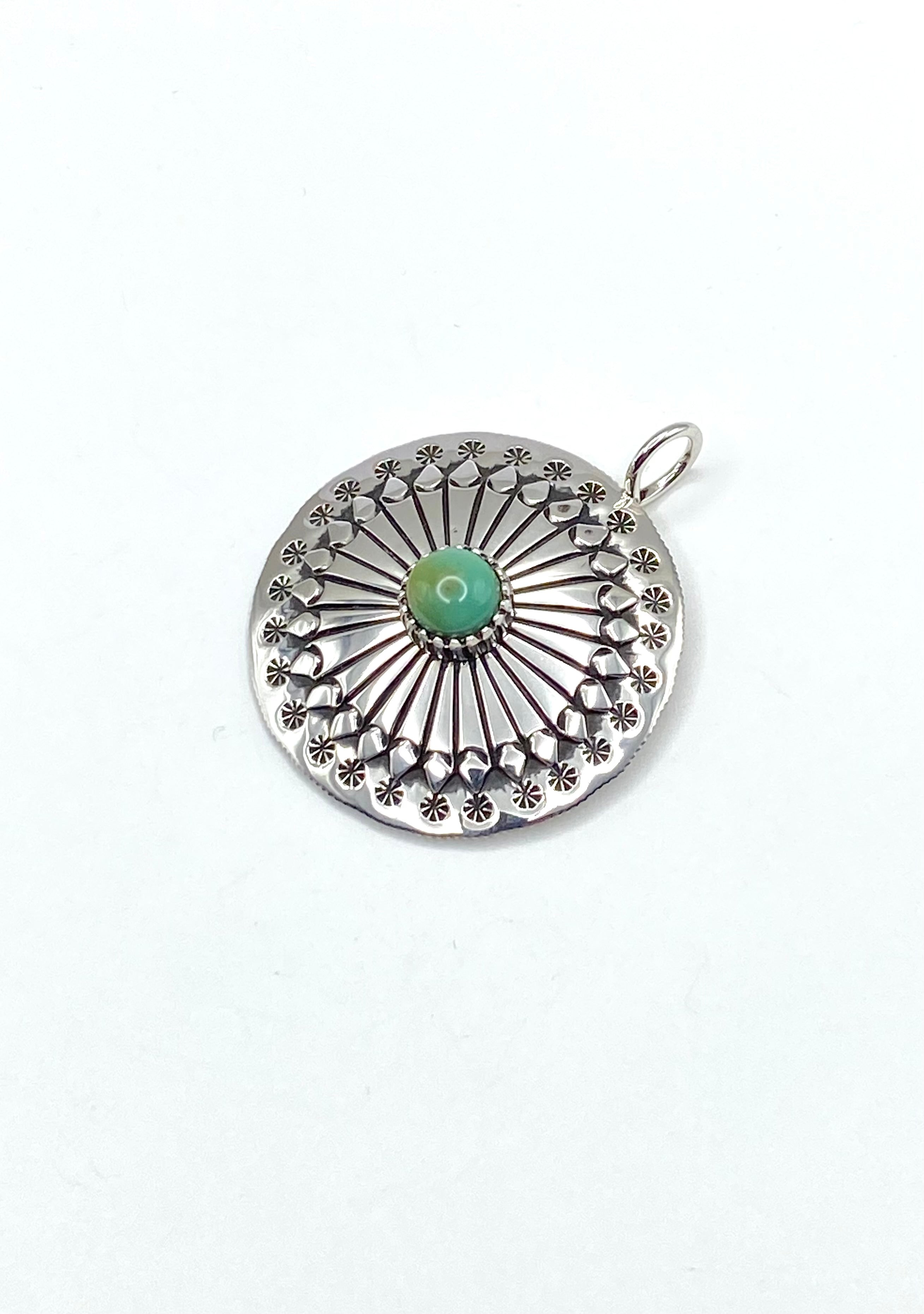 Ivan Howard Coin Silver Pendant Royston Turquoise Navajo Native American