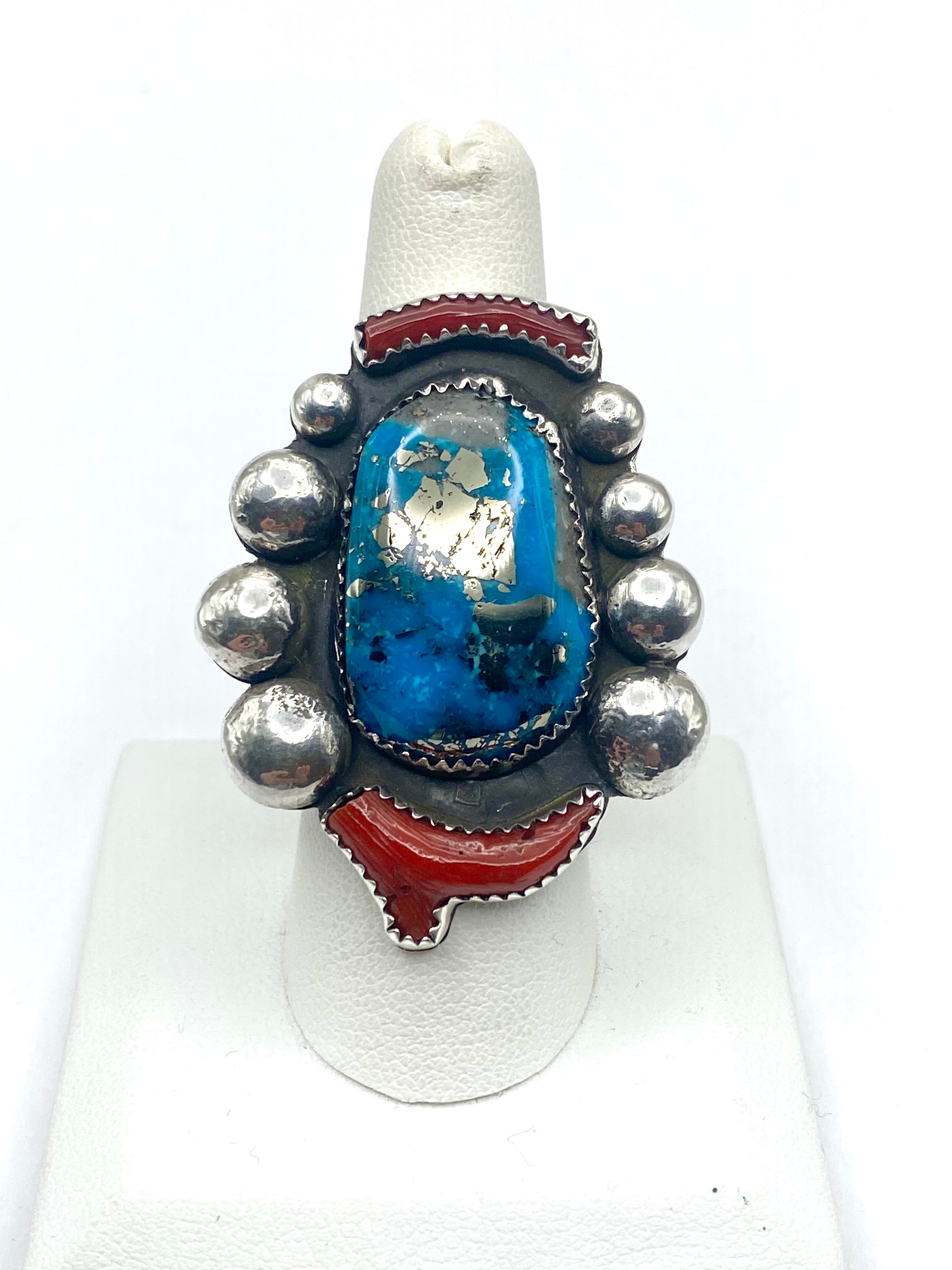 Heavy Gauge Sterling Ring Ithaca Peak Turquoise Size 9 Ray Brown Navajo