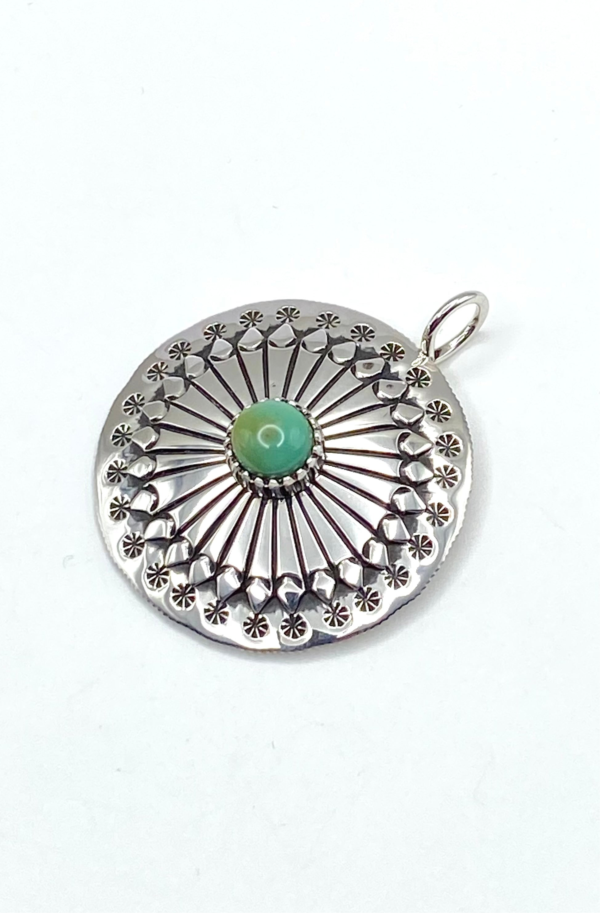 Ivan Howard Coin Silver Pendant Royston Turquoise Navajo Native American