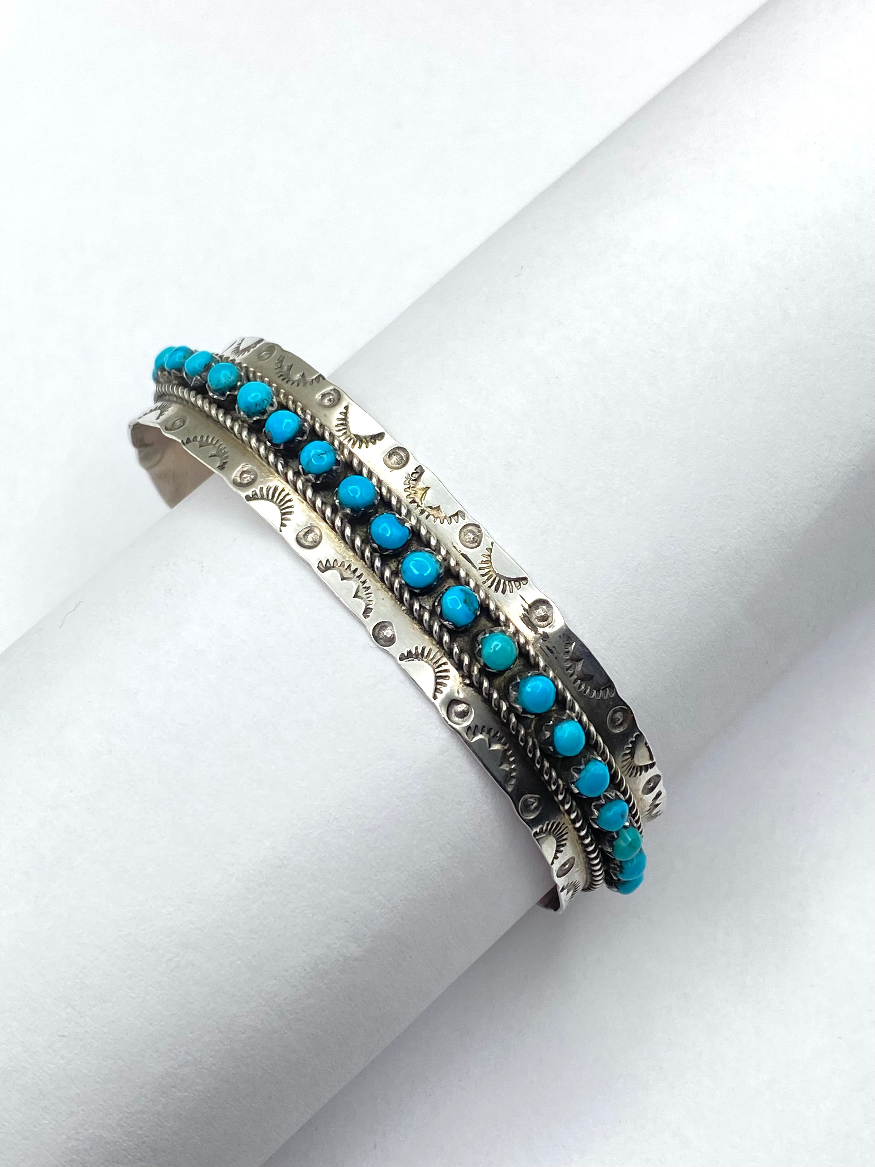 VTG Zuni Sterling Bracelet Snake Eye Turquoise Native American JP Ukestine
