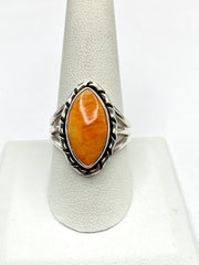 Sterling Triple Shank Ring Spiny Oyster Shell Size 10.25 Native American Signed