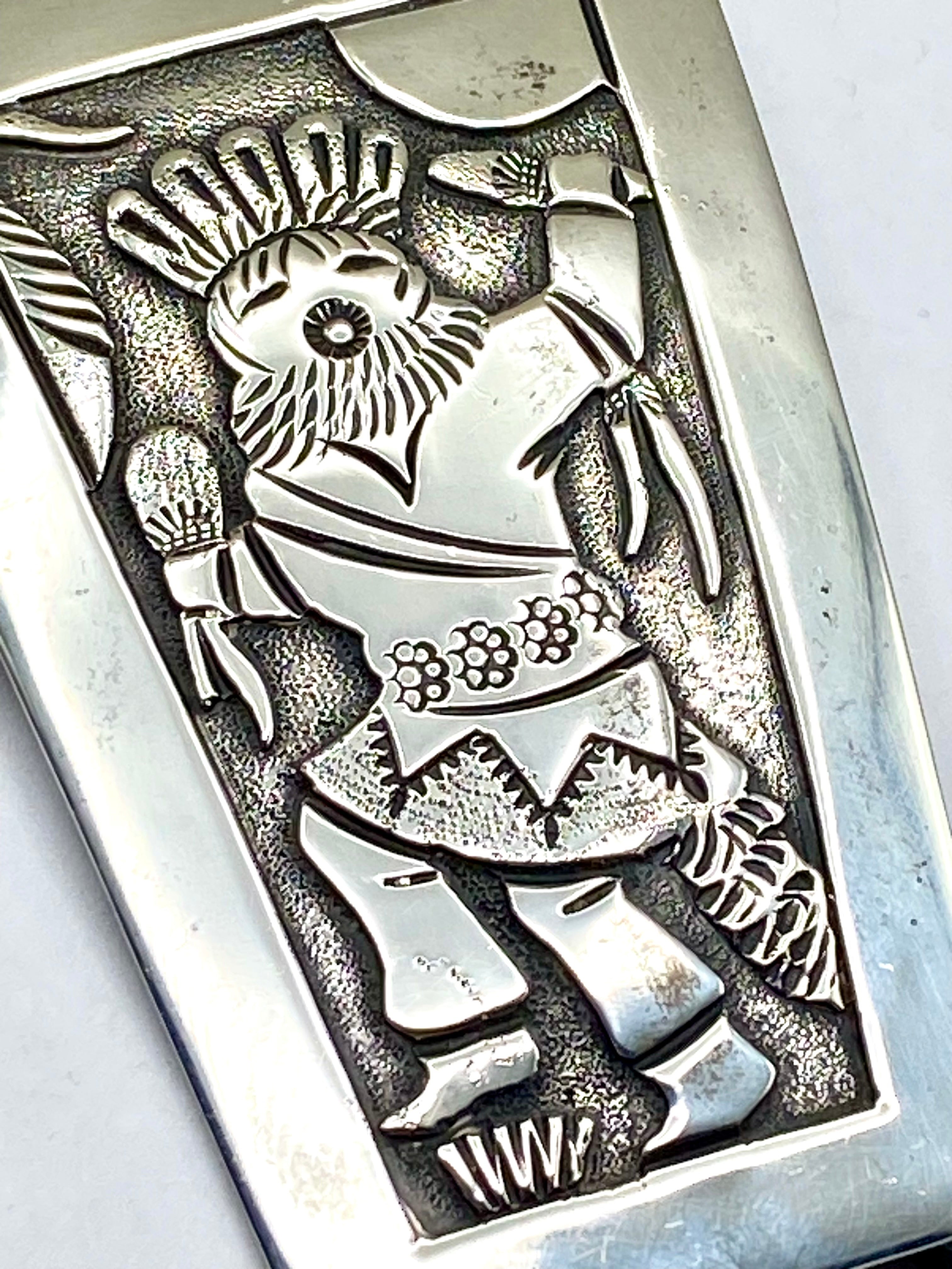 Vintage Sterling Silver Bolo Tie Kachina Pictorial Robert Becenti Jr Navajo