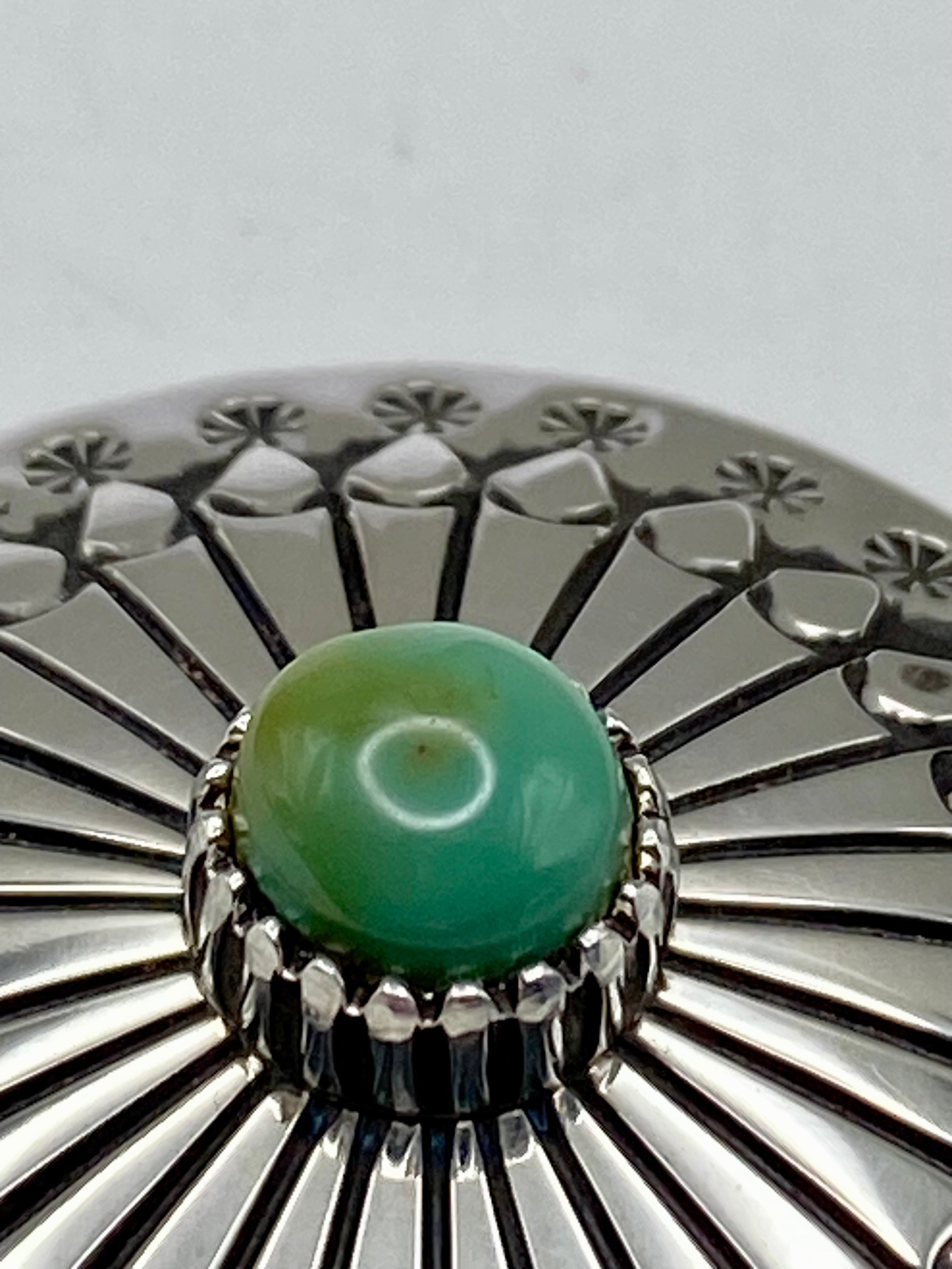 Ivan Howard Coin Silver Pendant Royston Turquoise Navajo Native American