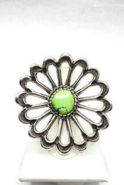 Huge Sterling Sand Cast Ring Size 8 Green Turquoise Daniel John Navajo New