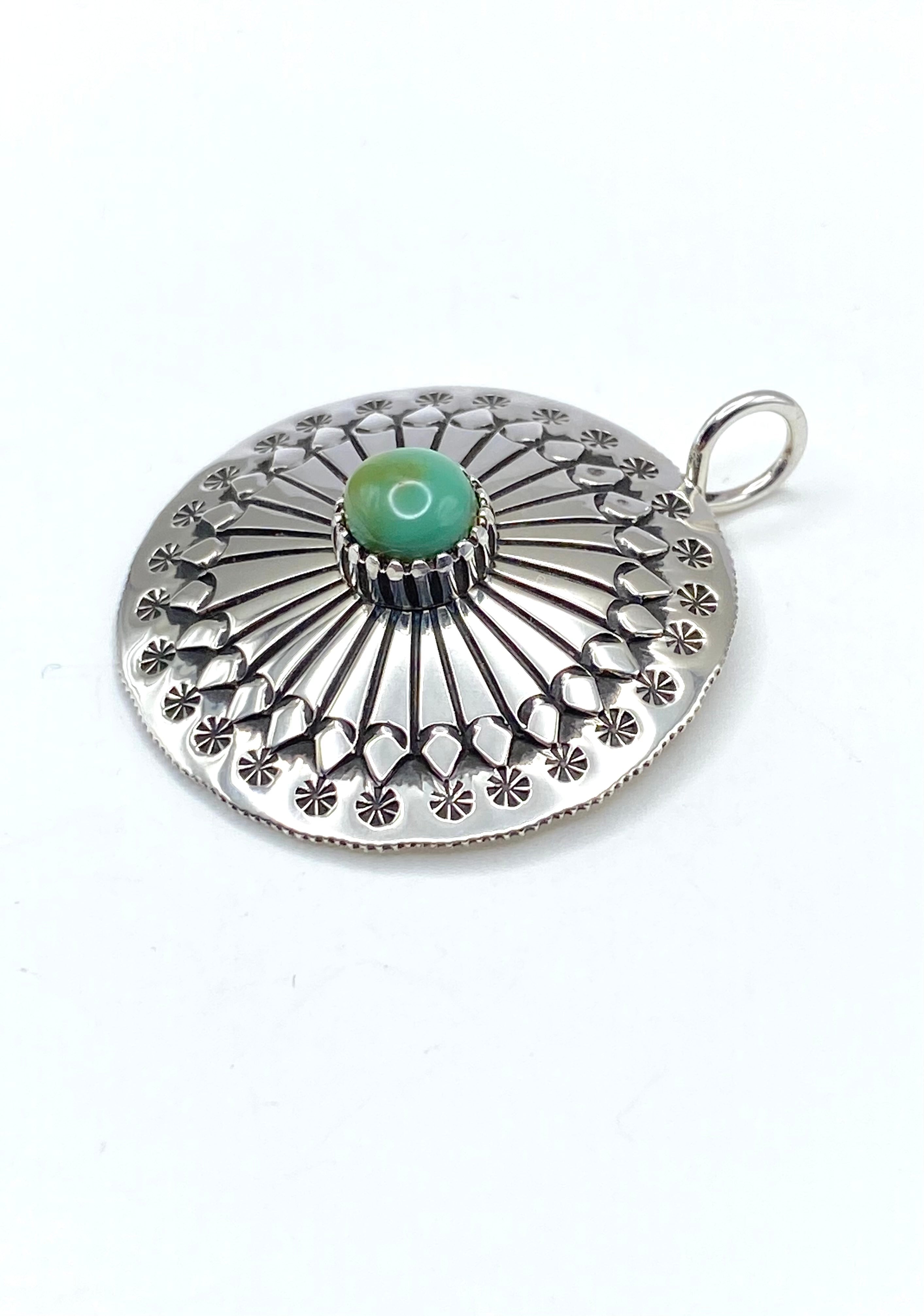 Ivan Howard Coin Silver Pendant Royston Turquoise Navajo Native American