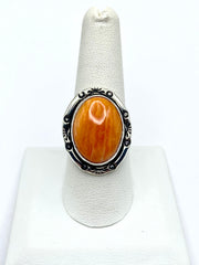 Sterling Triple Shank Ring Spiny Oyster Shell Size 10 Native American Signed
