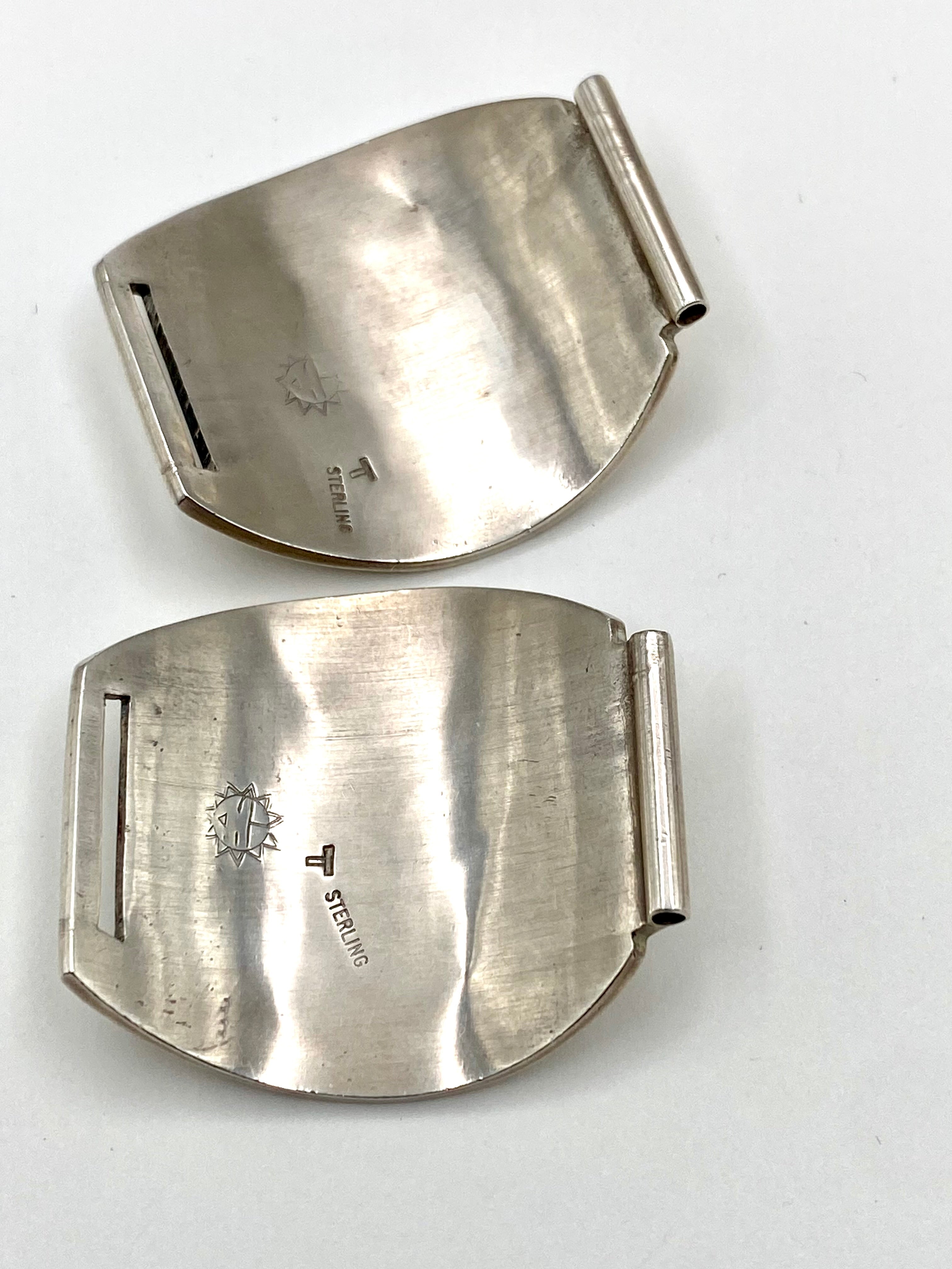 VTG Sterling Silver Overlay Watch Tips Heavy Gage Kokopelli Hopi Guild Artist