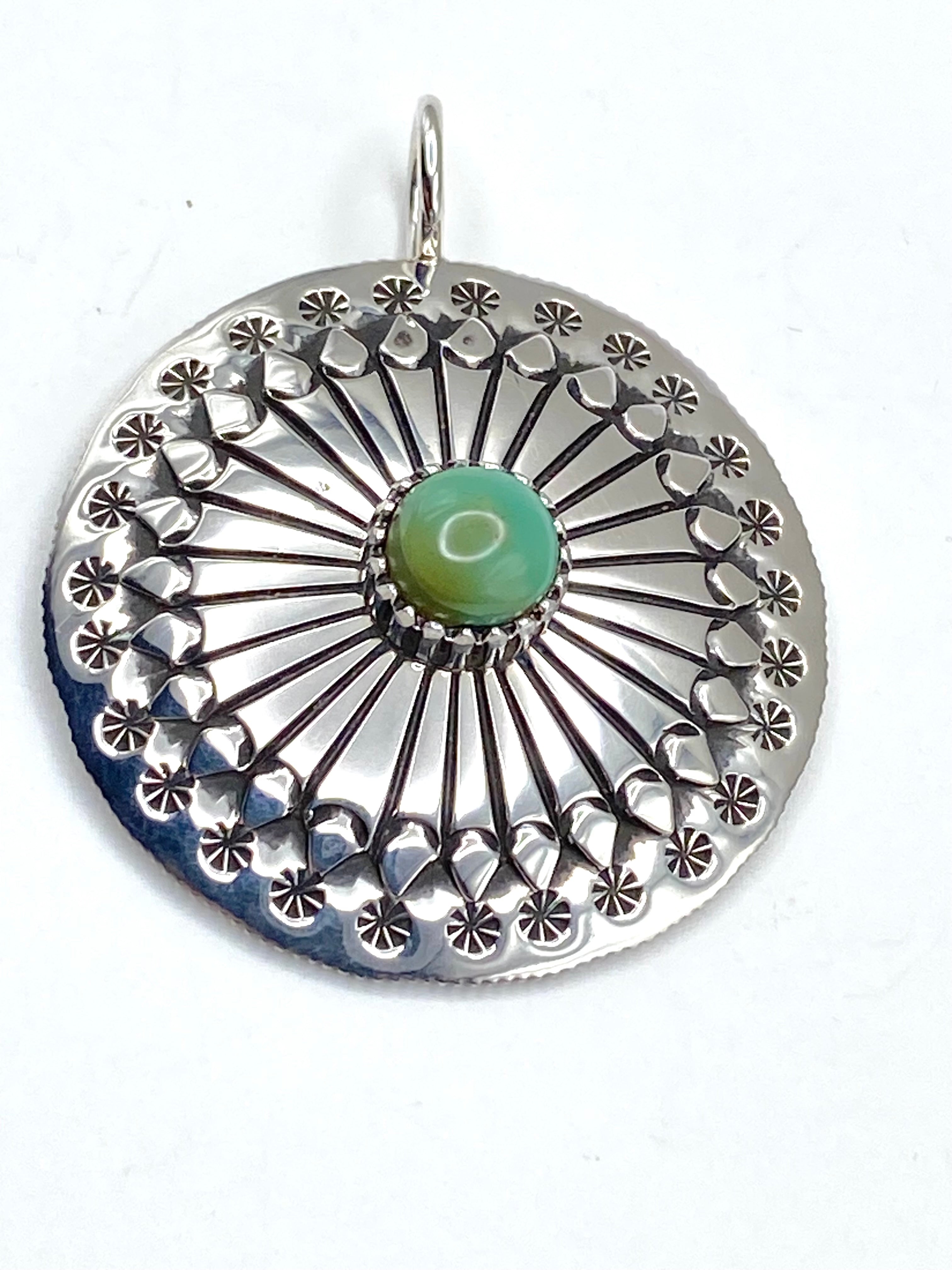 Ivan Howard Coin Silver Pendant Royston Turquoise Navajo Native American