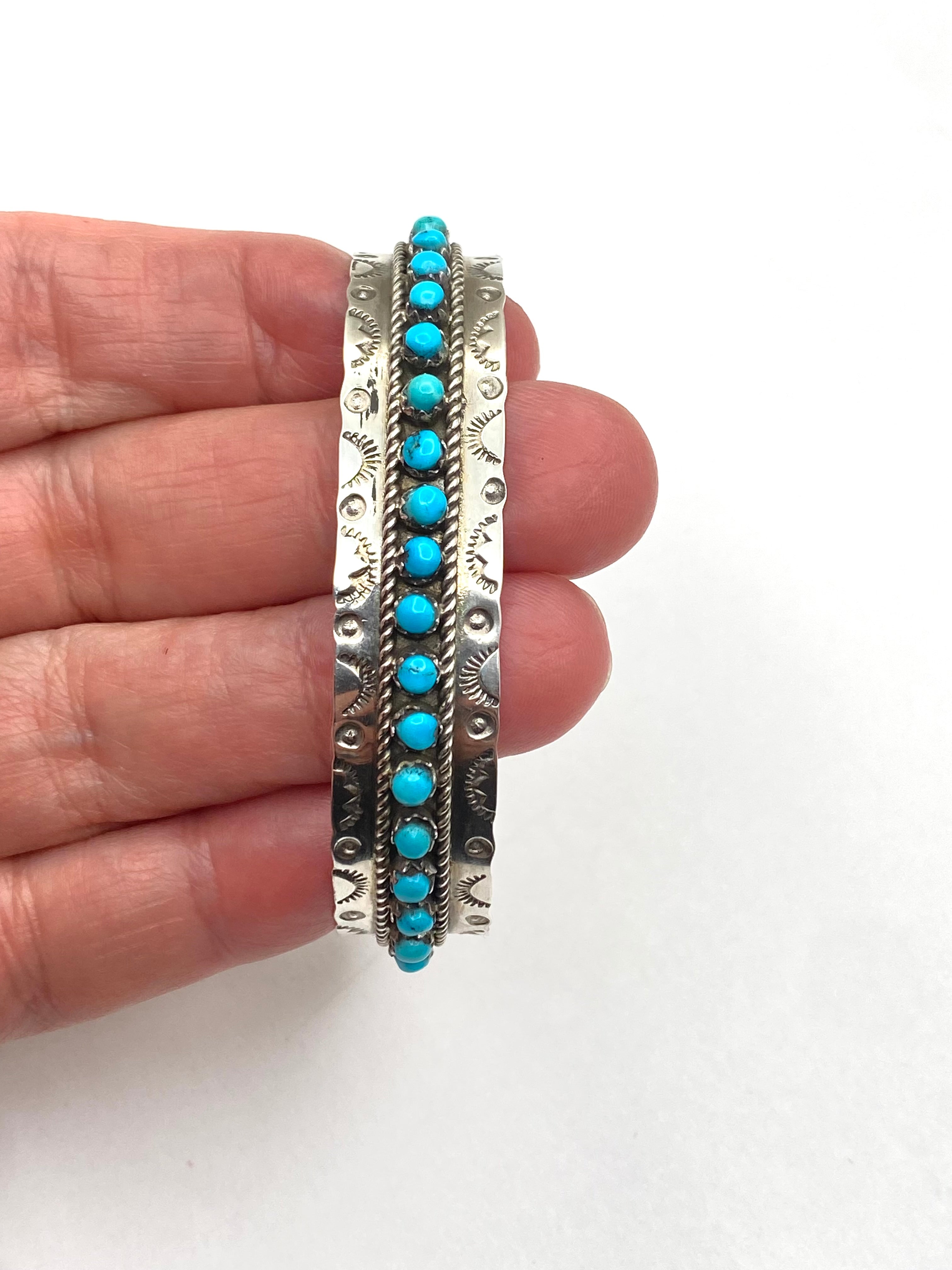 VTG Zuni Sterling Bracelet Snake Eye Turquoise Native American JP Ukestine
