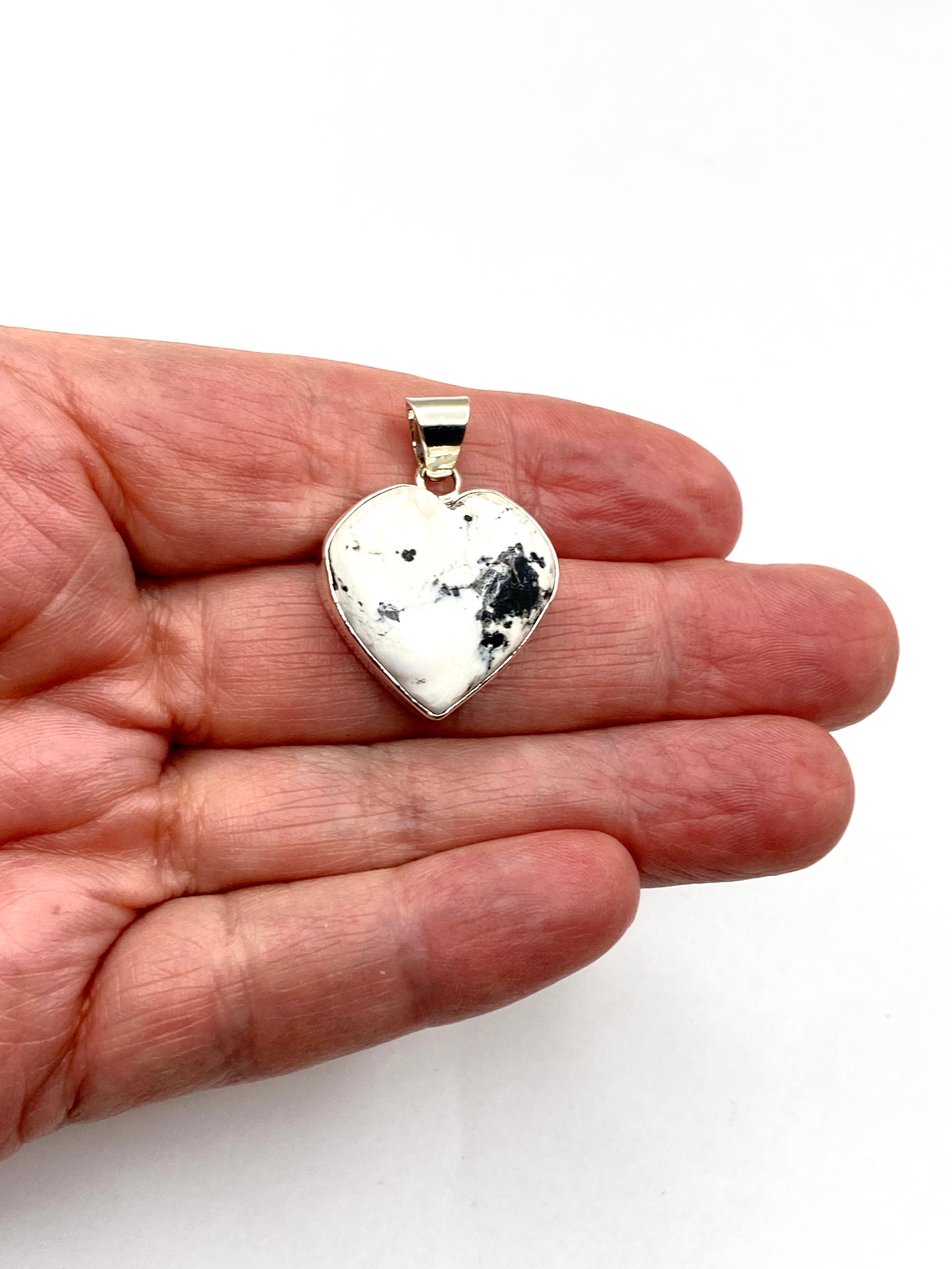 Petite Sterling White Buffalo Pendant Heart Shaped Native American Signed
