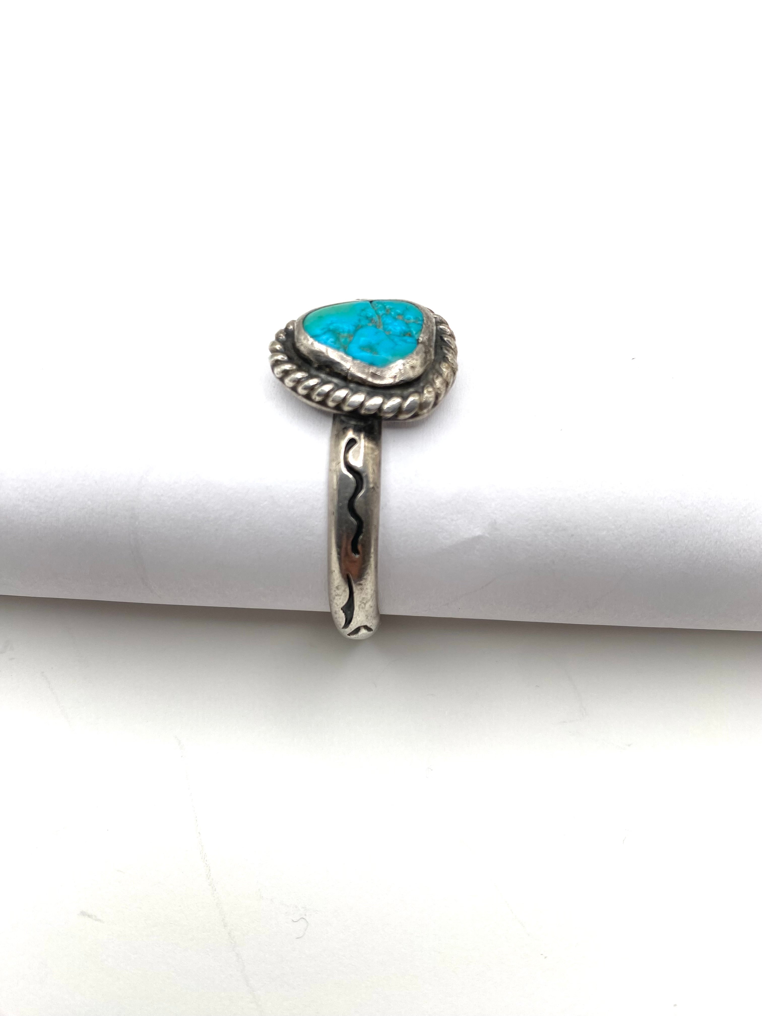 Vintage Silver Heavy Gage Baby Bracelet Campitos Turquoise Navajo Handmade
