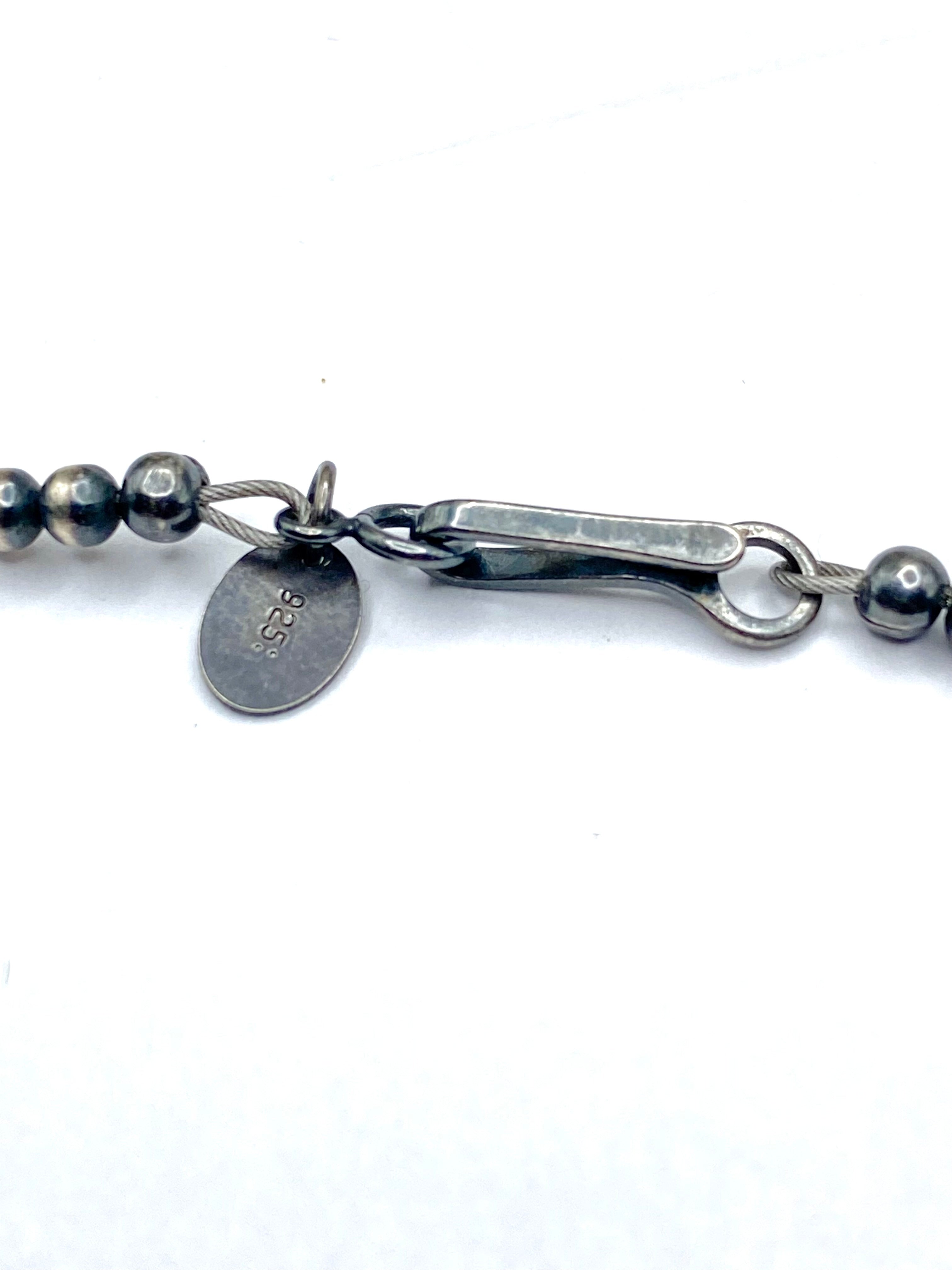 Graduated Sterling Bead Necklace Turquoise Nuggets 20" Native American New