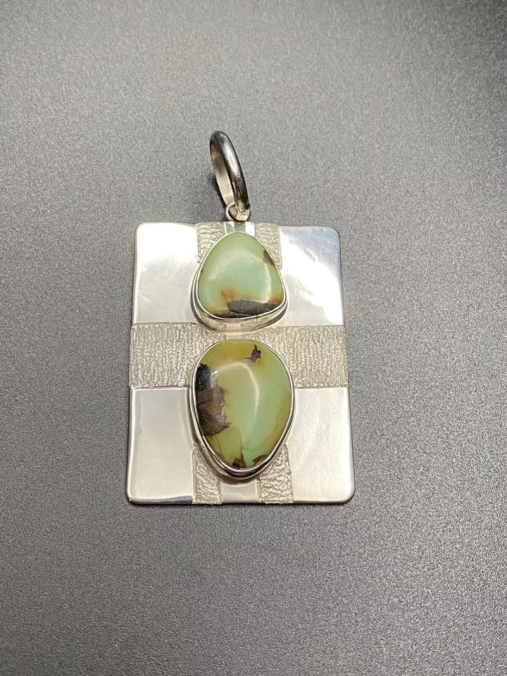 Candelaria Turquoise Pendant Native American Sterling Silver Navajo A Whitegoat
