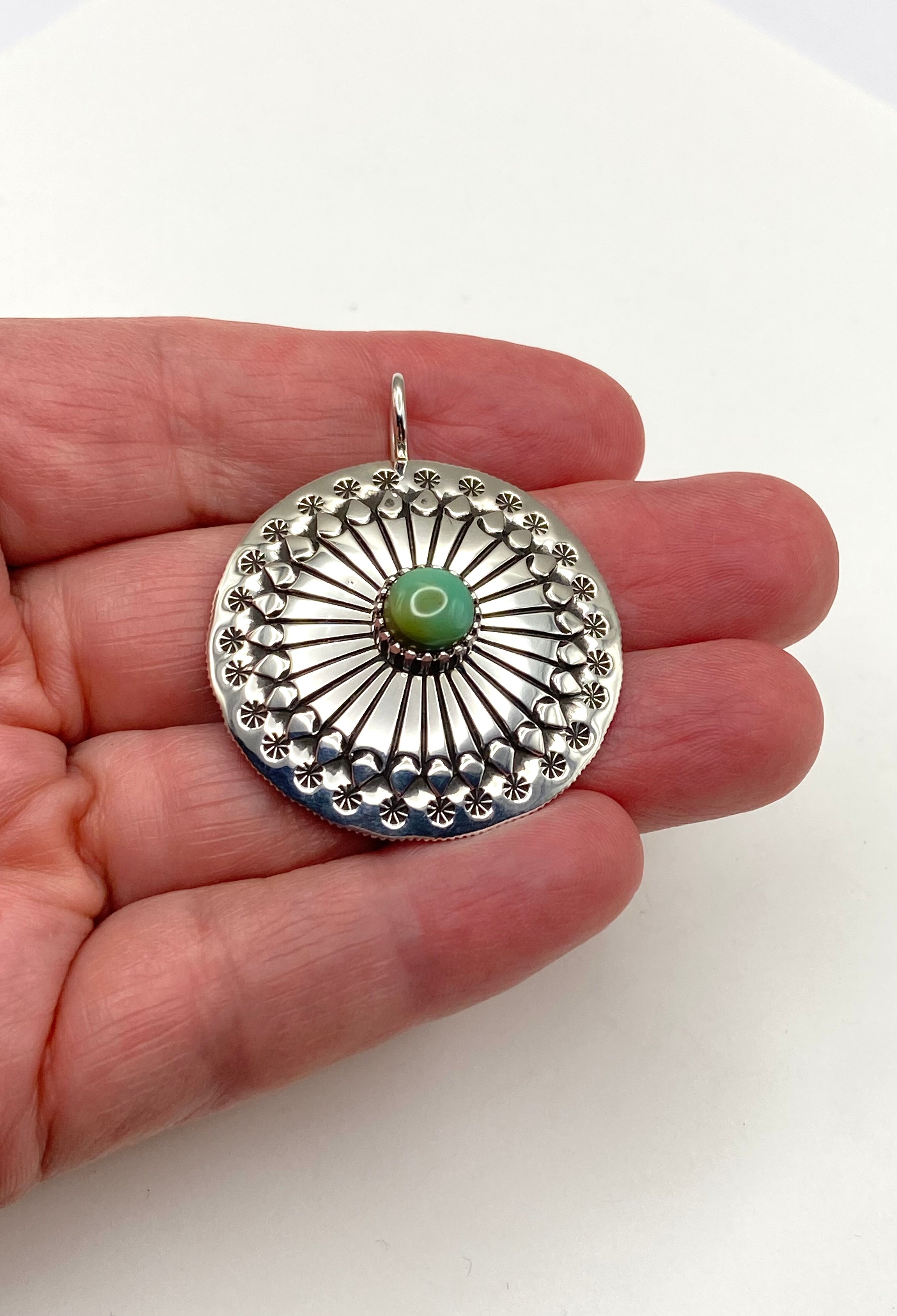 Ivan Howard Coin Silver Pendant Royston Turquoise Navajo Native American