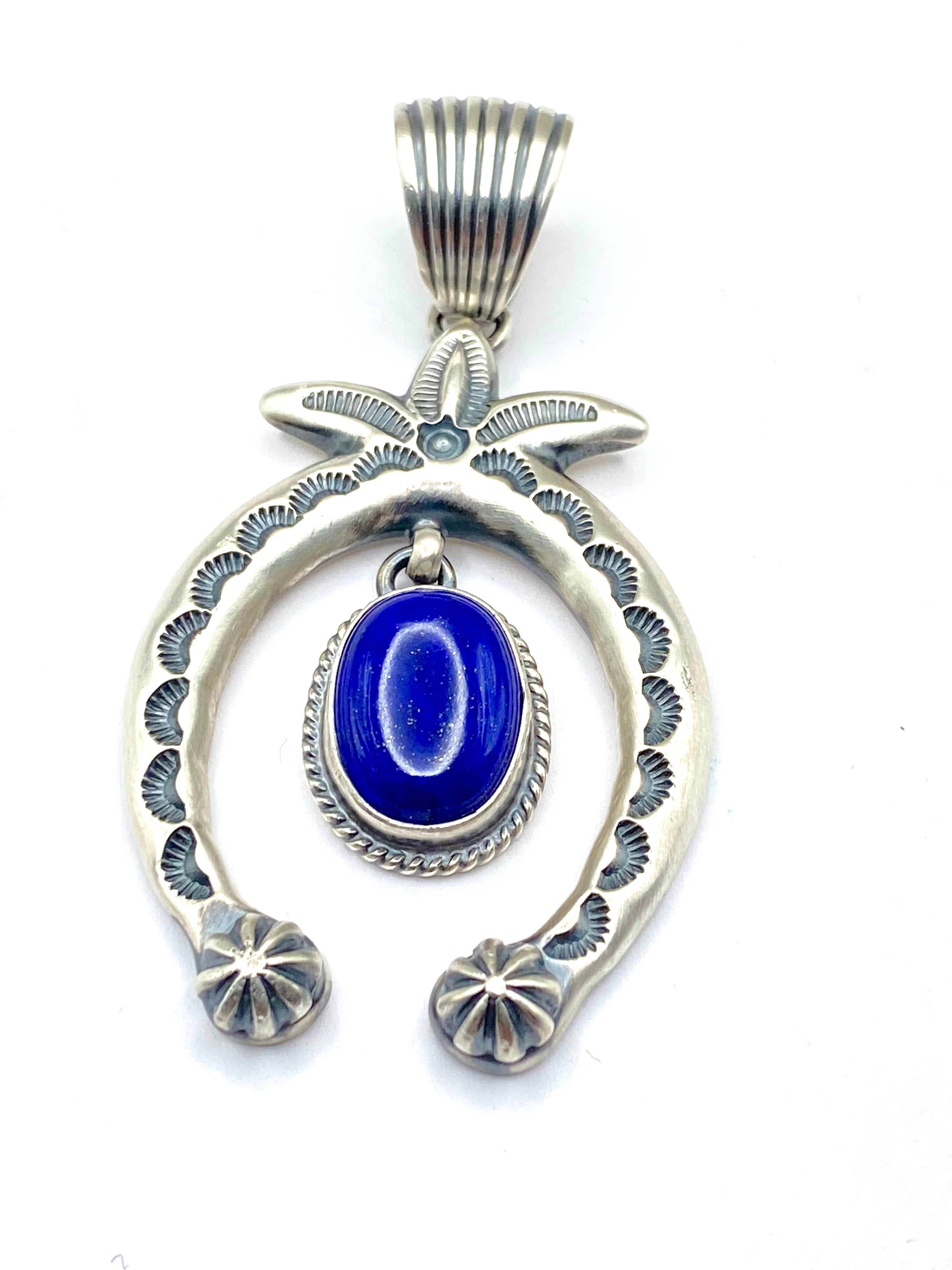 Heavy Gage Sterling Naja Pendant Lapis Dangle Large Bale Randy Boyd Navajo