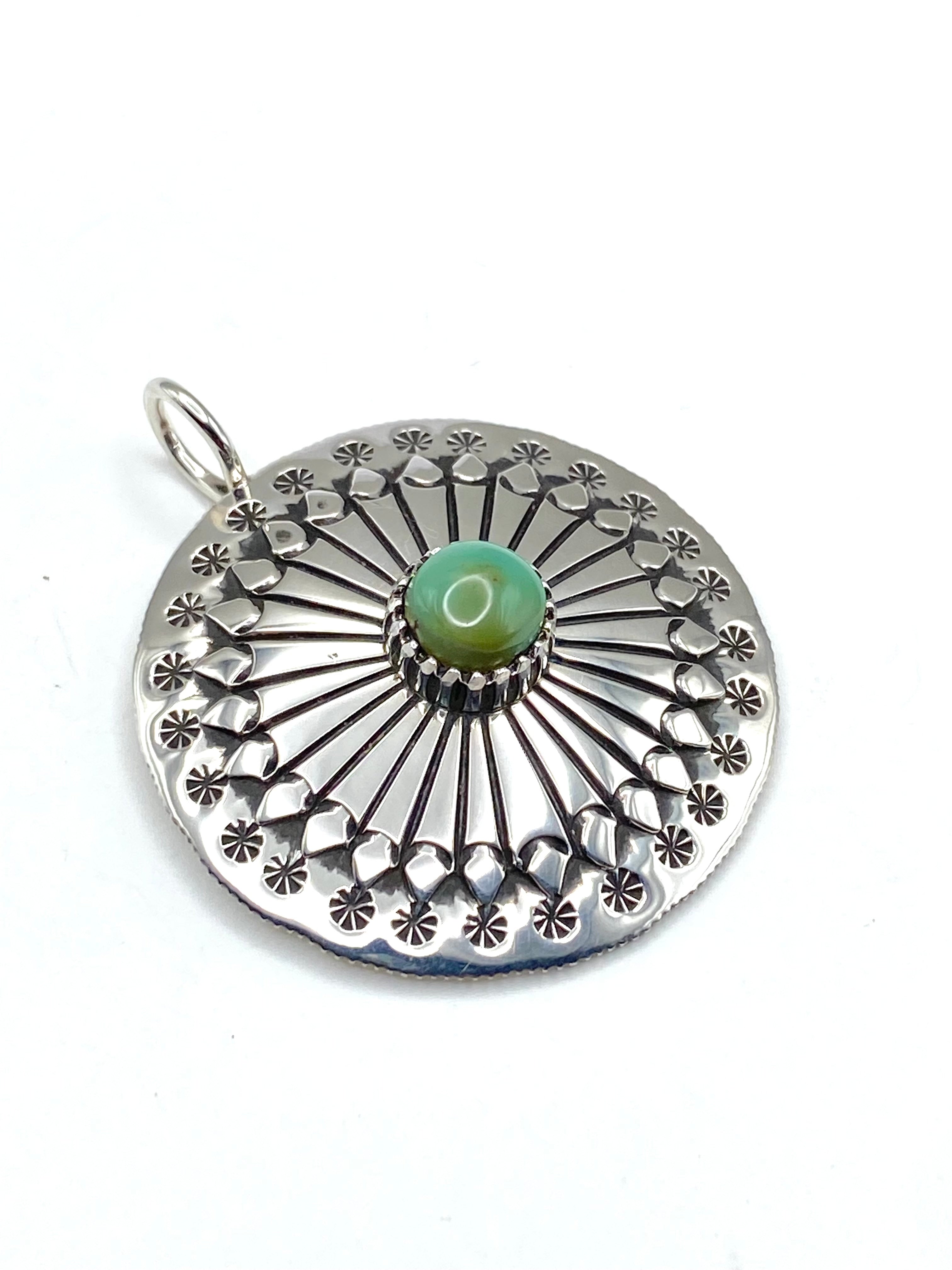 Ivan Howard Coin Silver Pendant Royston Turquoise Navajo Native American