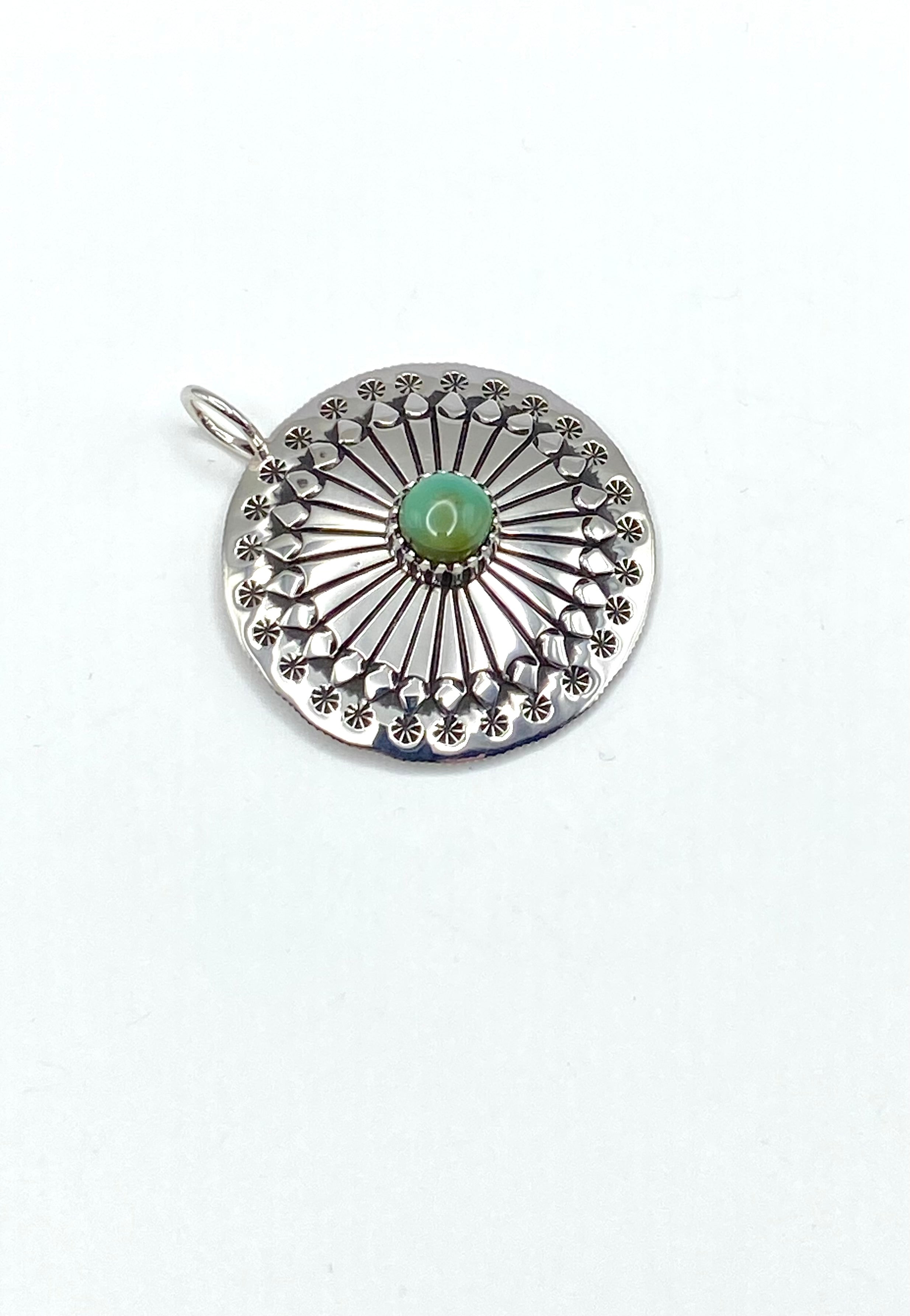 Ivan Howard Coin Silver Pendant Royston Turquoise Navajo Native American