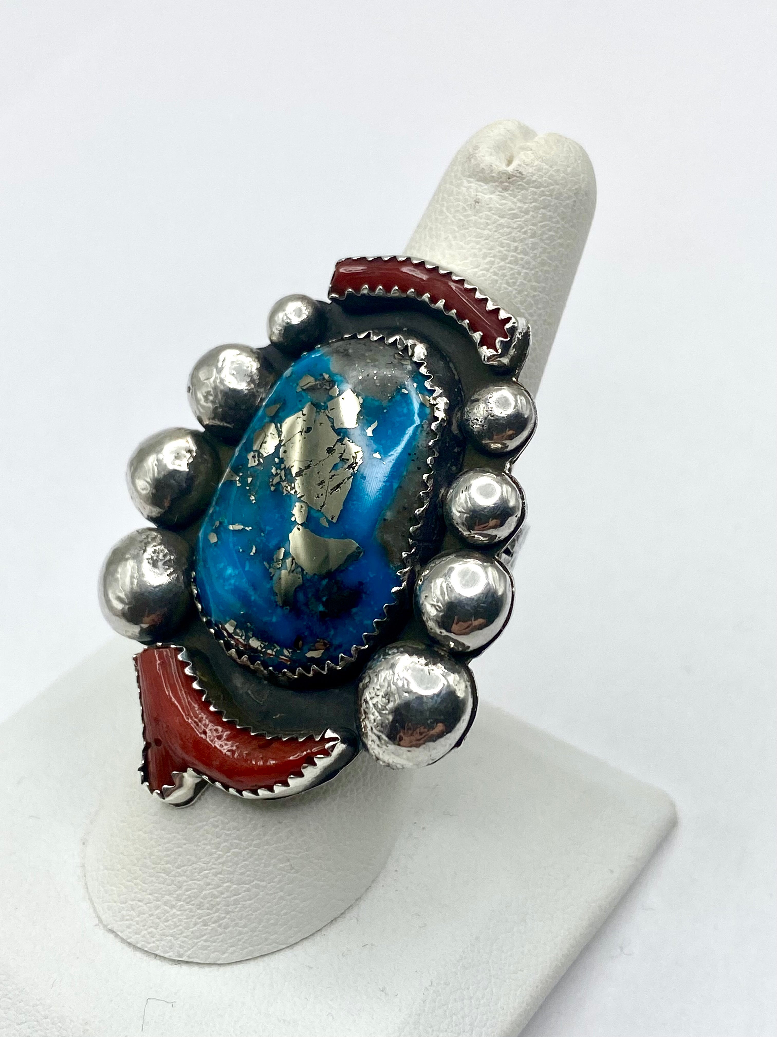 Heavy Gauge Sterling Ring Ithaca Peak Turquoise Size 9 Ray Brown Navajo