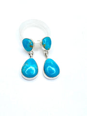 Sterling Silver Turquoise Drop Earrings Teardrop Dangle Shirley Henry Navajo