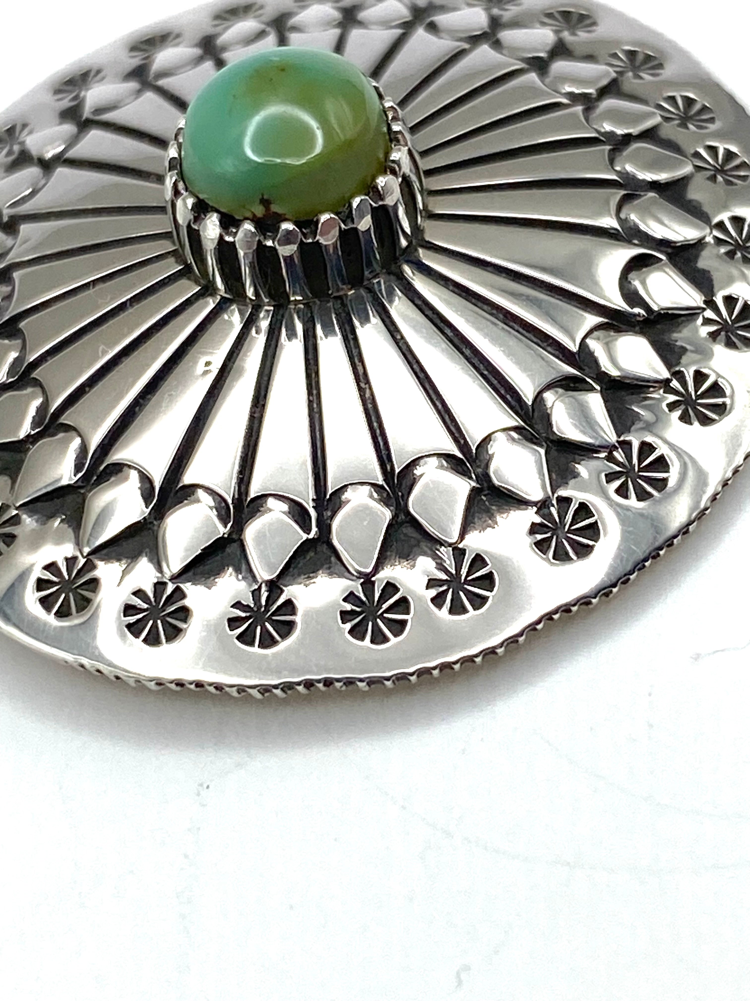 Ivan Howard Coin Silver Pendant Royston Turquoise Navajo Native American