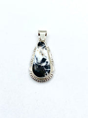 White Buffalo Sterling Pendant Teardrop Navajo L. Yazzie Native American