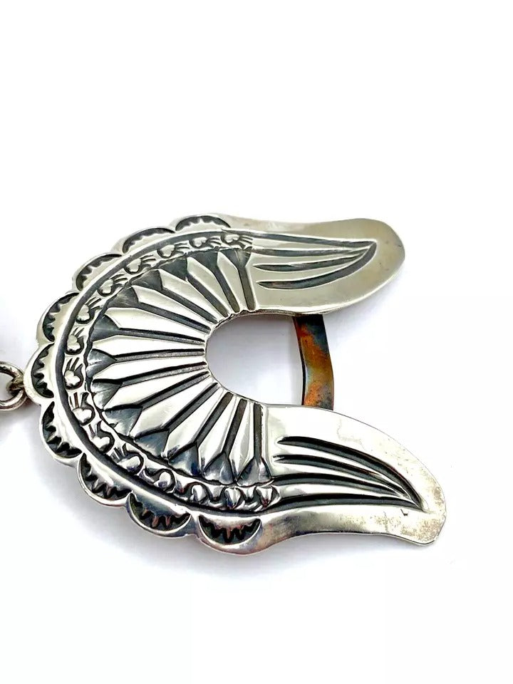 Vintage Retro 3 Piece Belt Buckle Set Sterling Silver Turquoise Navajo Signed