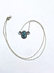 Bisbee Turquoise Petite Pendant Sterling Silver Chain Southwest Native American