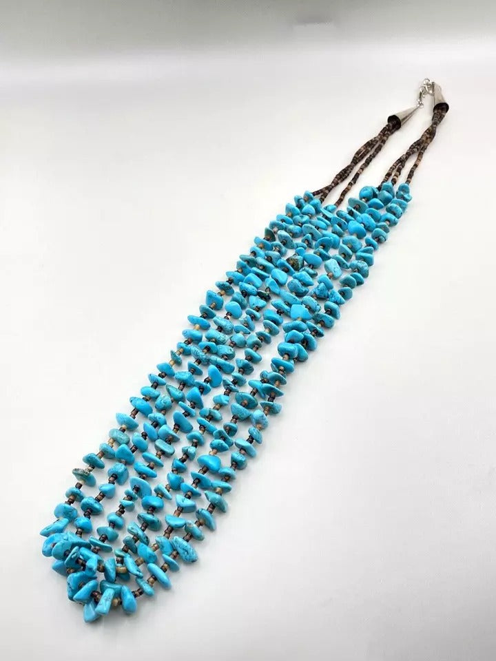 Heishi Bead Turquoise Nugget Necklace Three Strand Native American V. Blackgoat