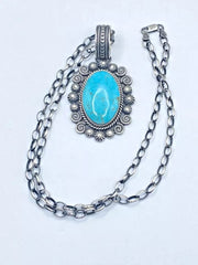 Contemporary Turquoise Pendant Sterling Silver Heavy Gauge Navajo Calladitto