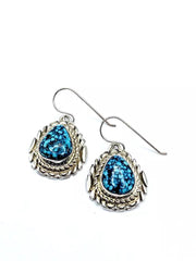 Kingman Spiderweb Turquoise Earrings Sterling Silver Navajo Thomas Francisco